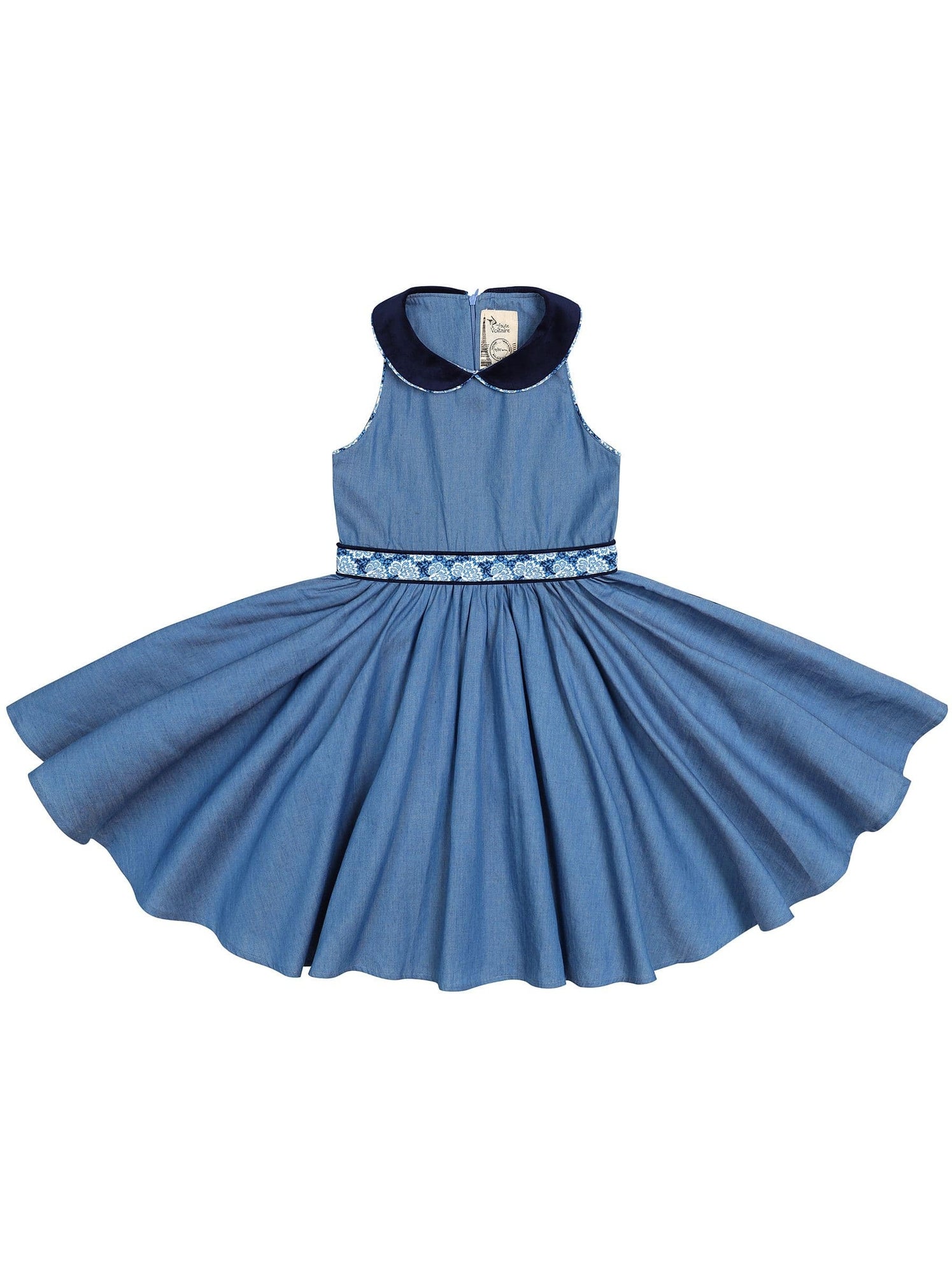 Robe Qui Tourne   à Col Claudine  HEPBURN - La Faute à Voltaire - Bleu