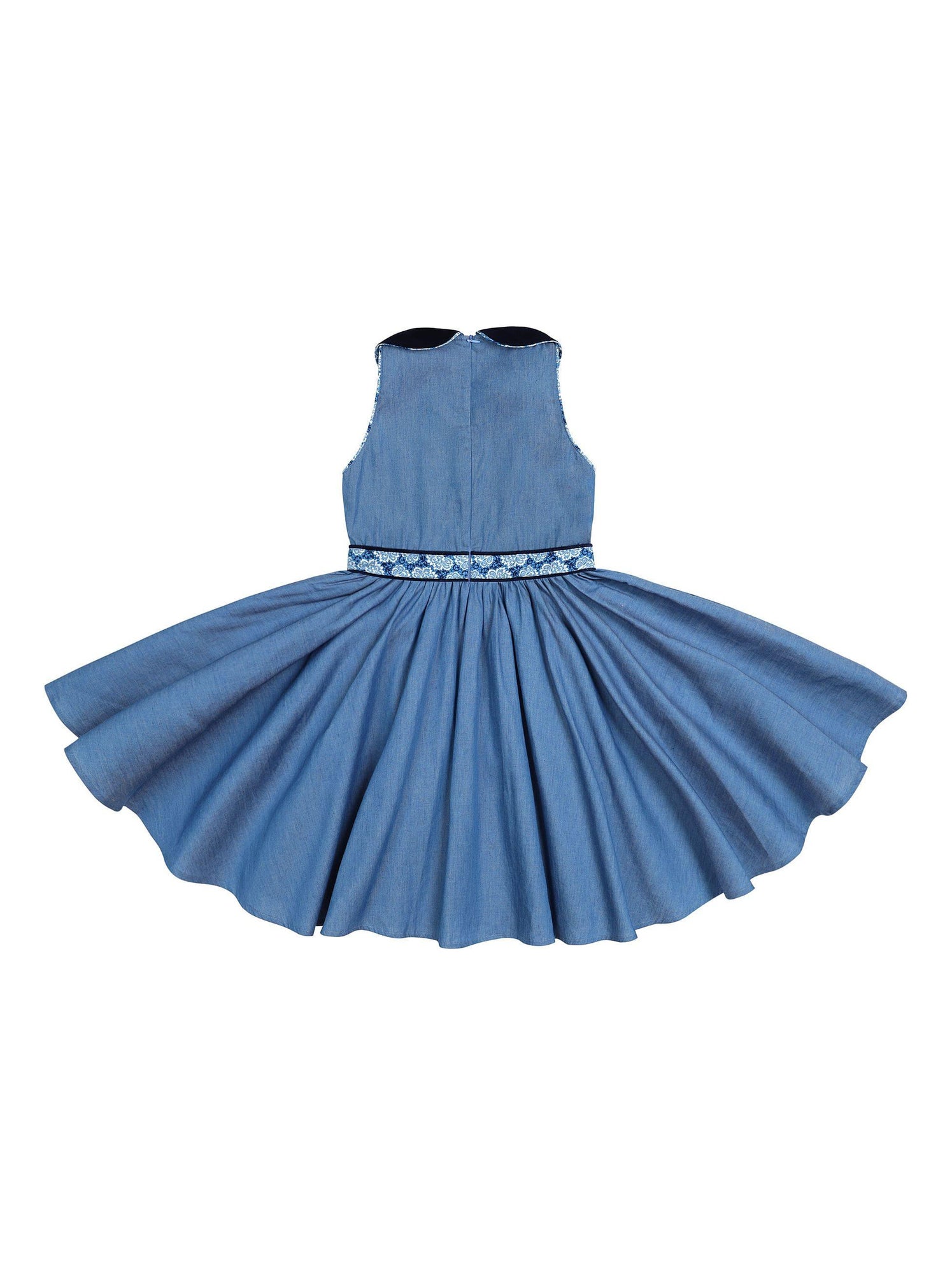 Robe Qui Tourne   à Col Claudine  HEPBURN - La Faute à Voltaire - Bleu