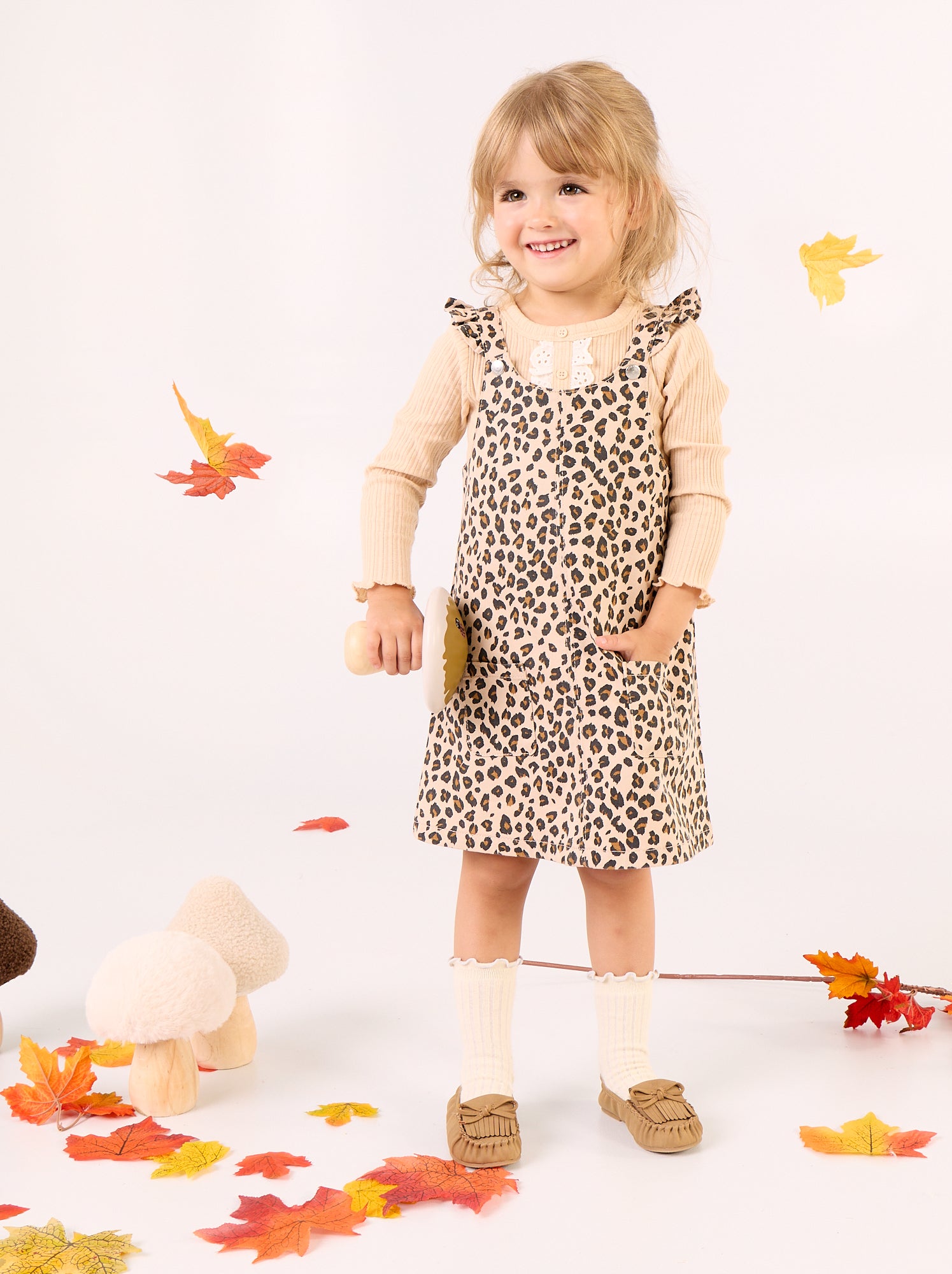 Robe salopette avec imprimé 'léopard' - Beige