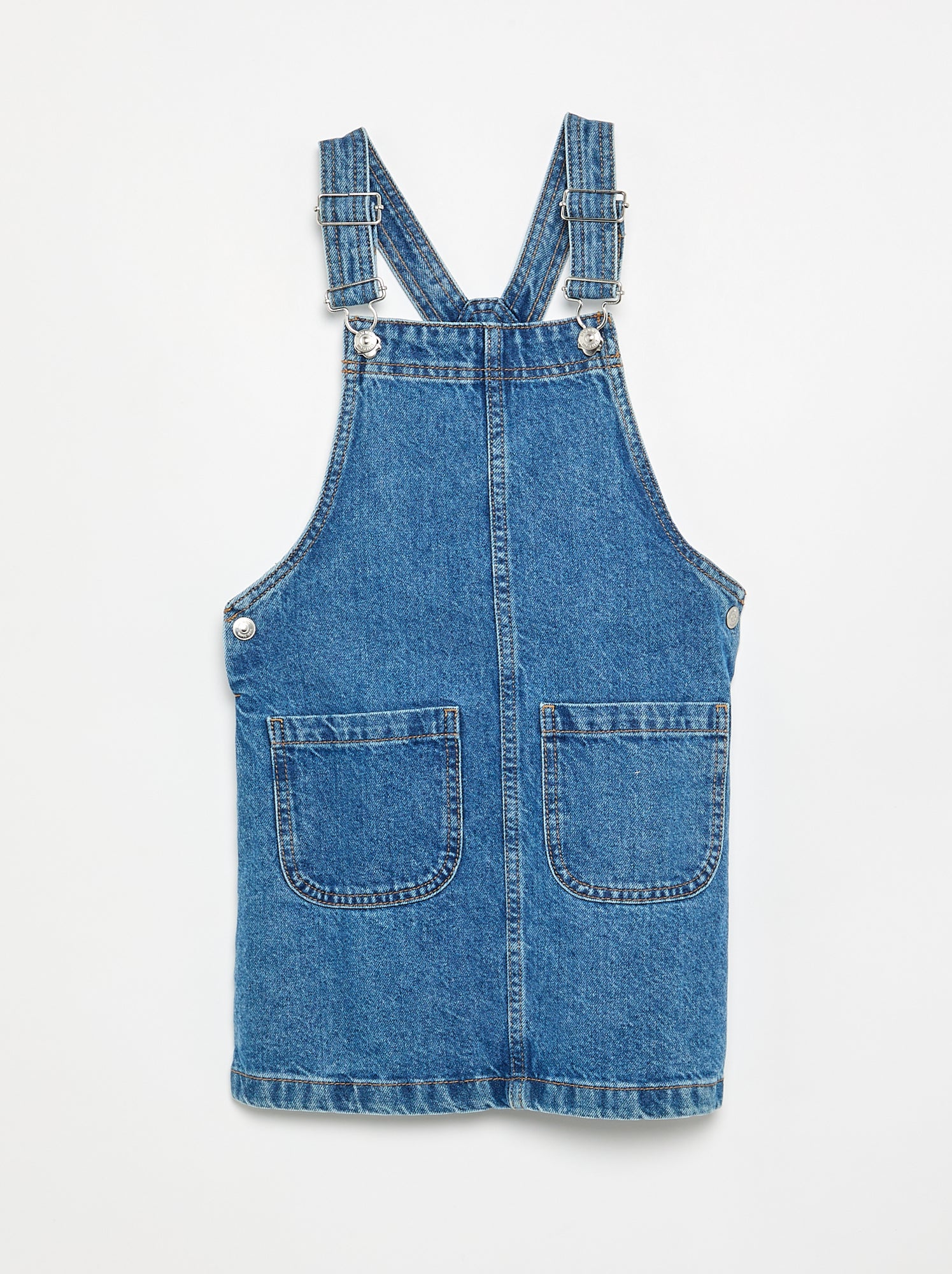 Robe salopette en jean avec 2 poches plaquées - Bleu (GHN16_2)