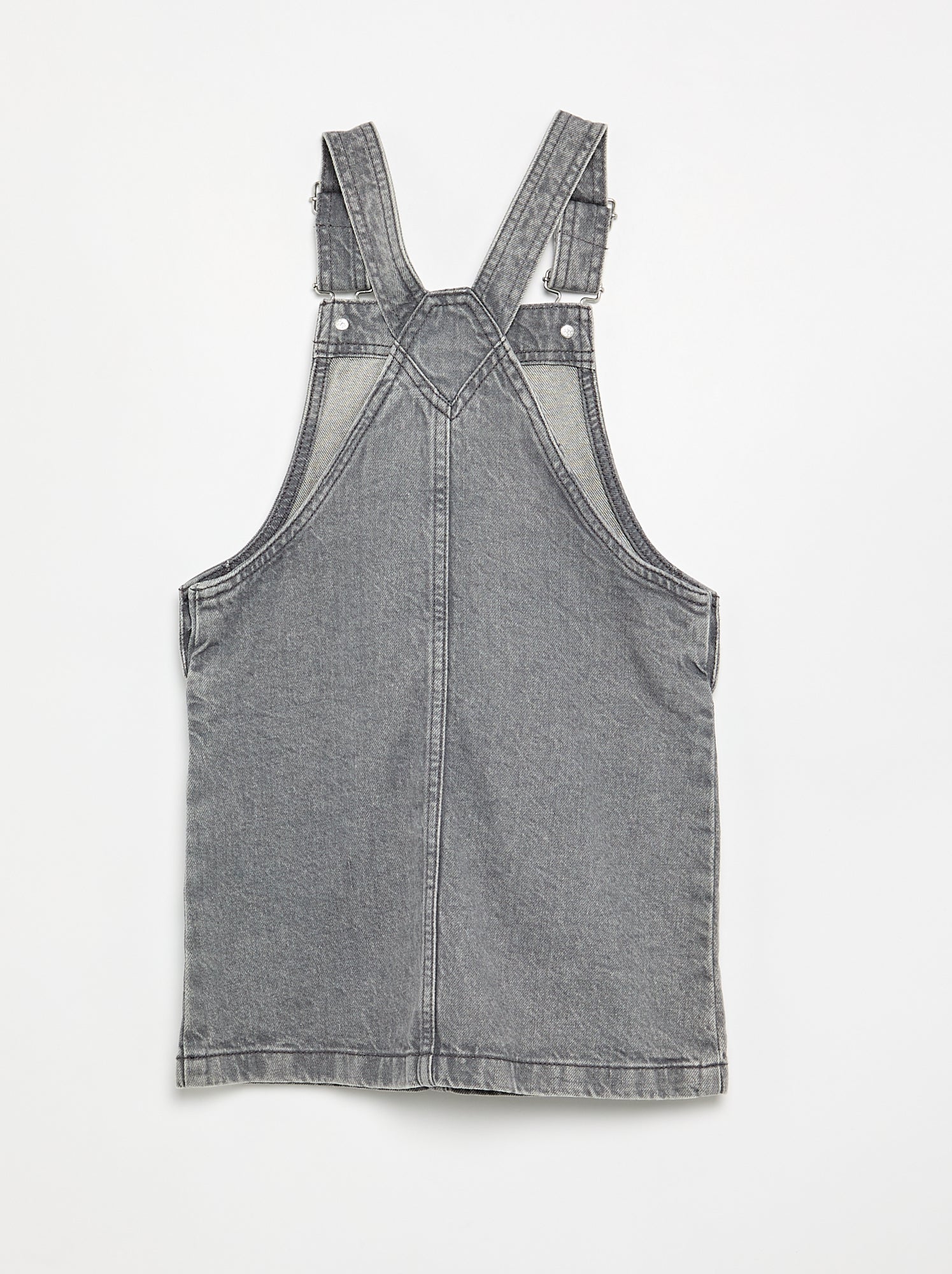 Robe salopette en jean avec 2 poches plaquées - Gris