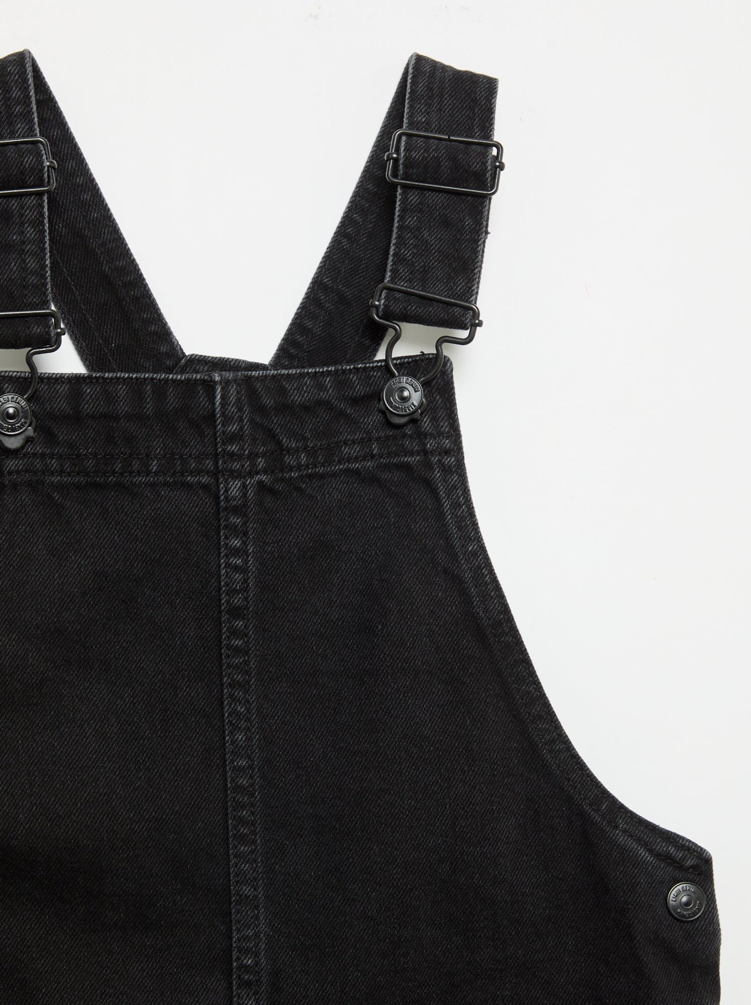 Robe salopette en jean avec 2 poches plaquées - Noir