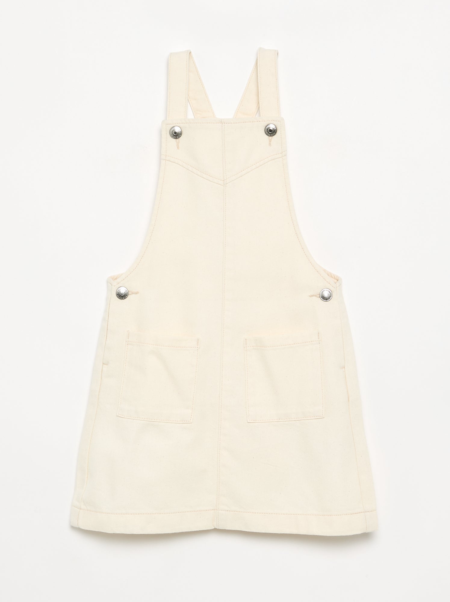 Robe salopette en twill uni - Blanc