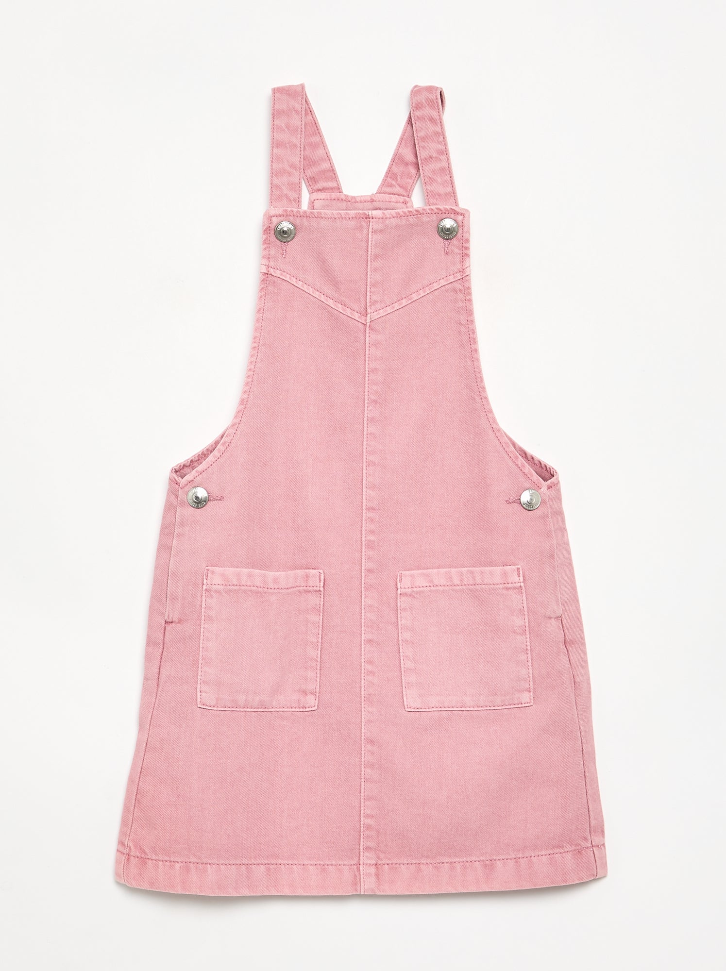 Robe salopette en twill uni - Rose