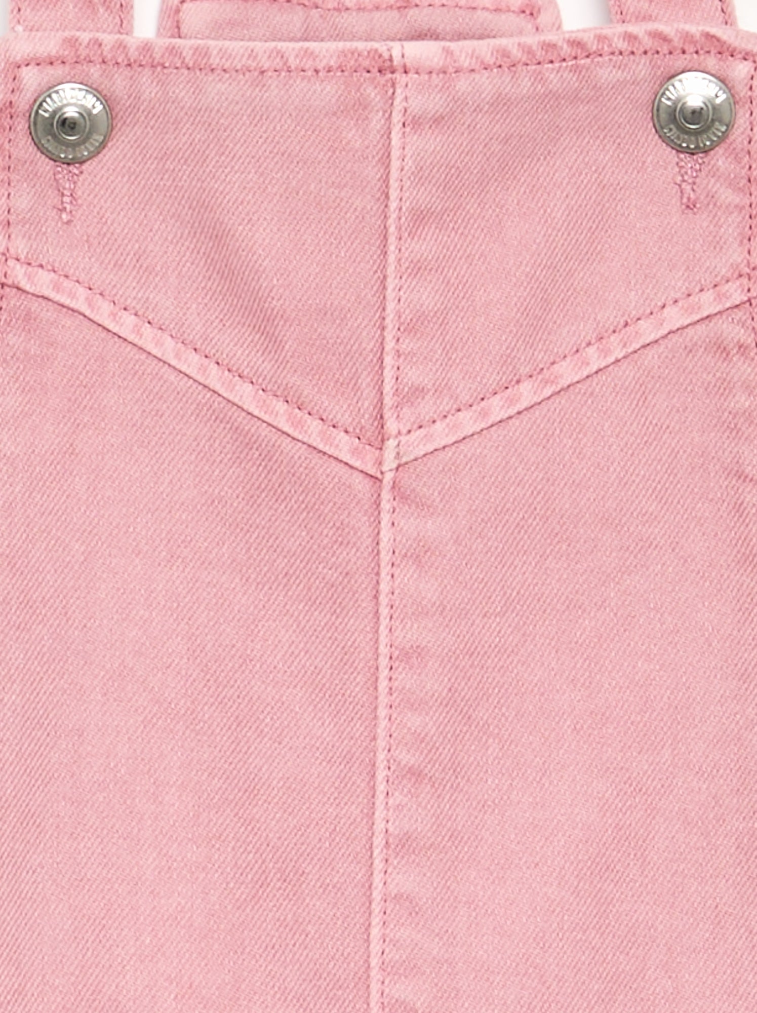 Robe salopette en twill uni - Rose