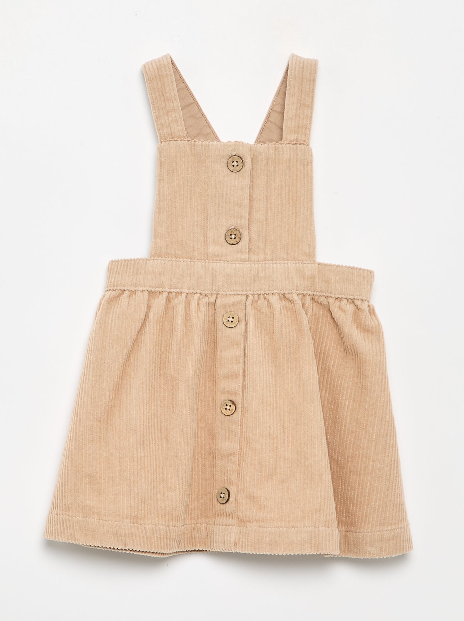 Robe salopette en velours côtelé - Beige