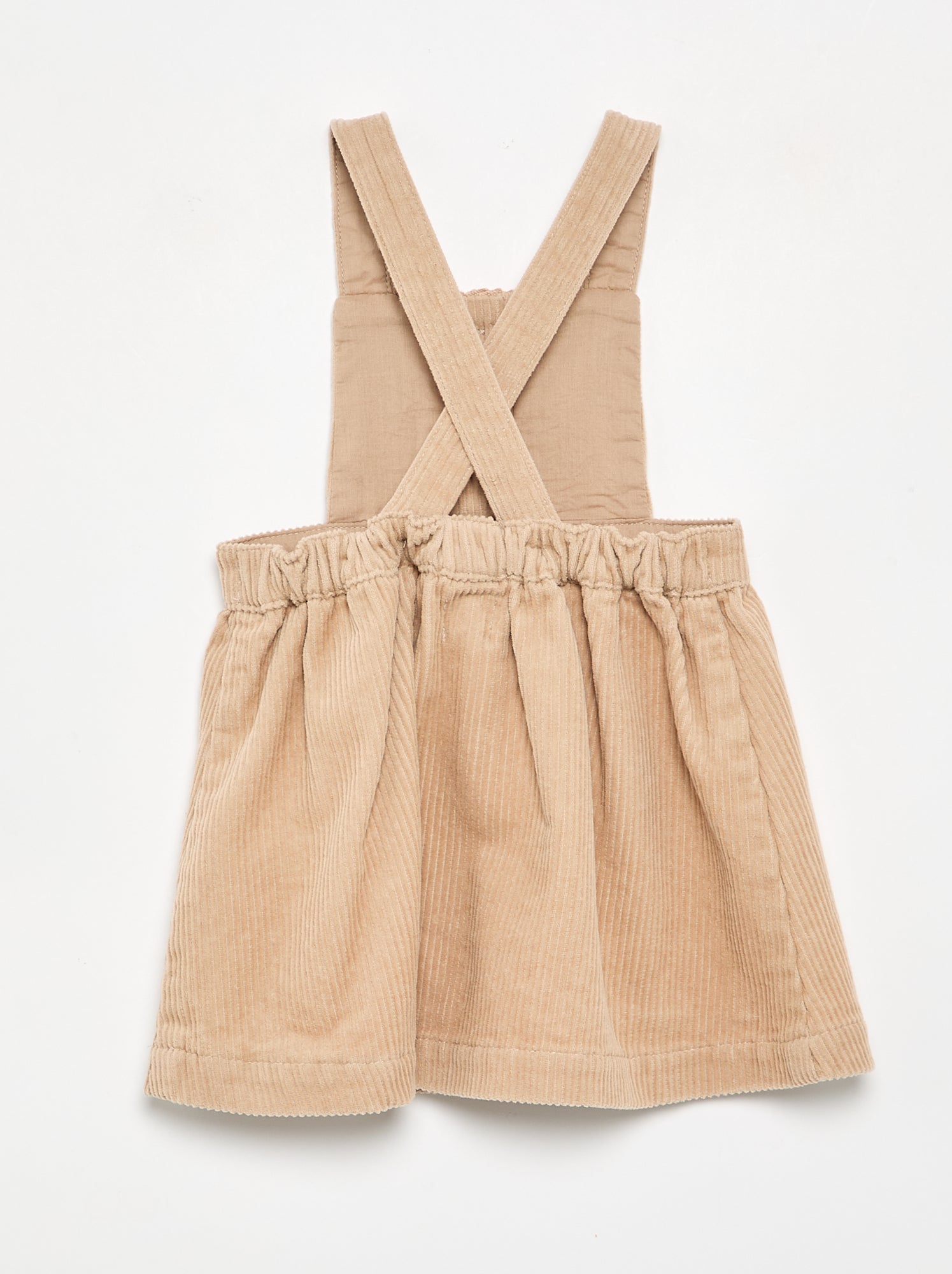 Robe salopette en velours côtelé - Beige