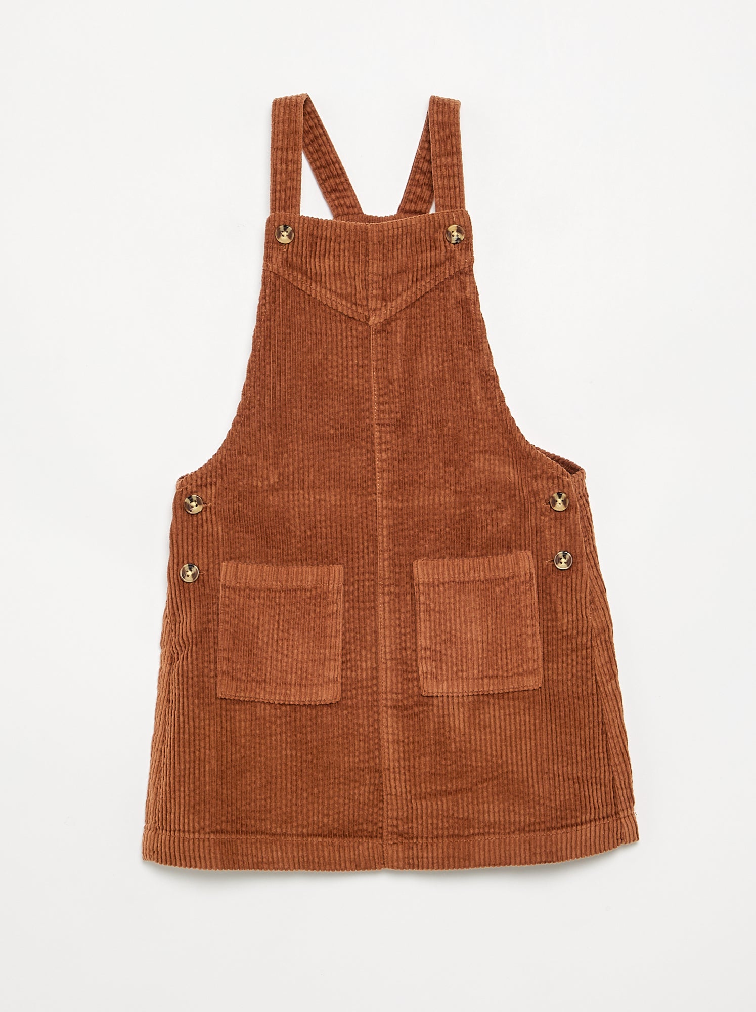Robe salopette en velours côtelé - Marron
