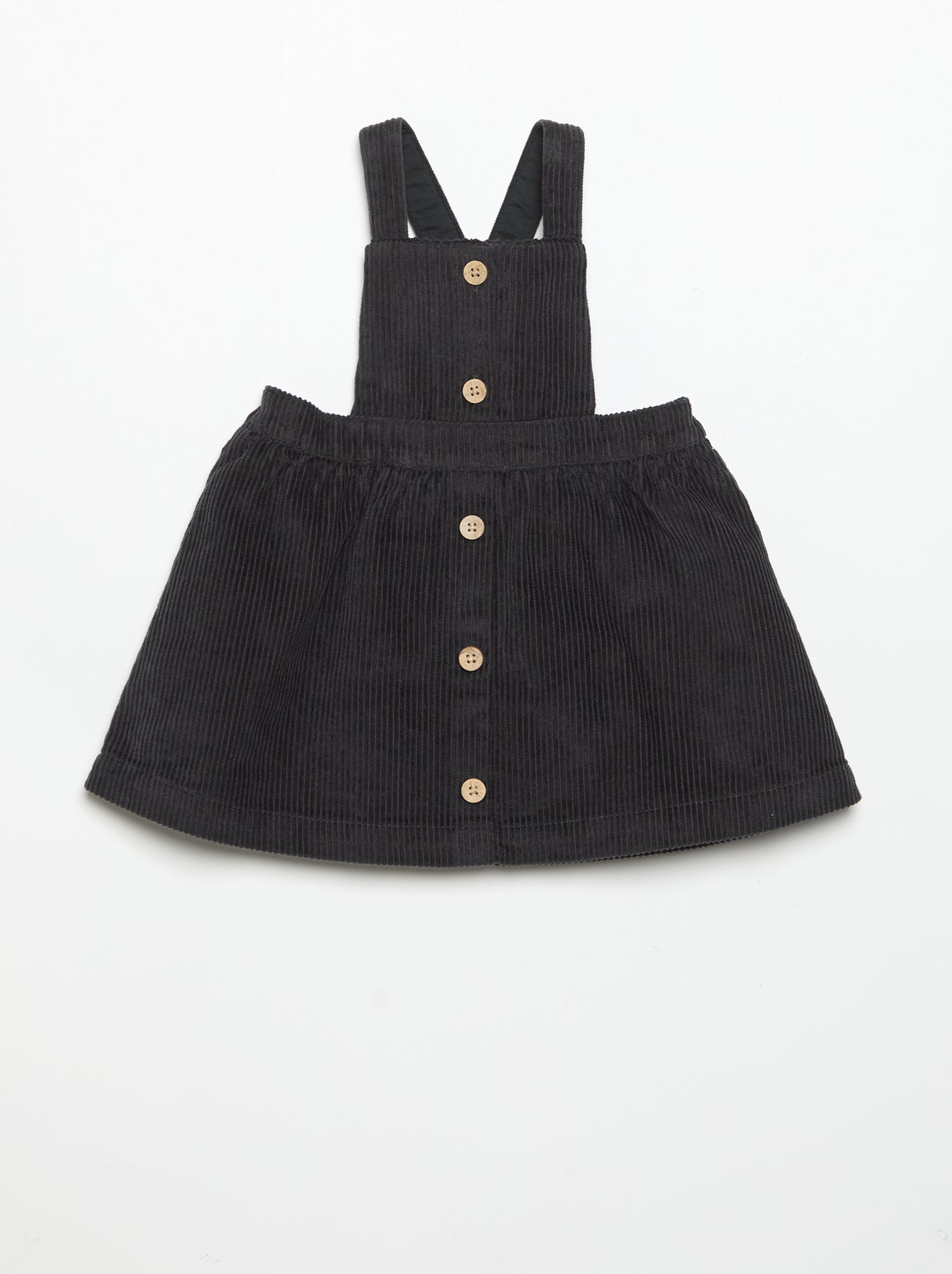 Robe salopette en velours côtelé - Noir