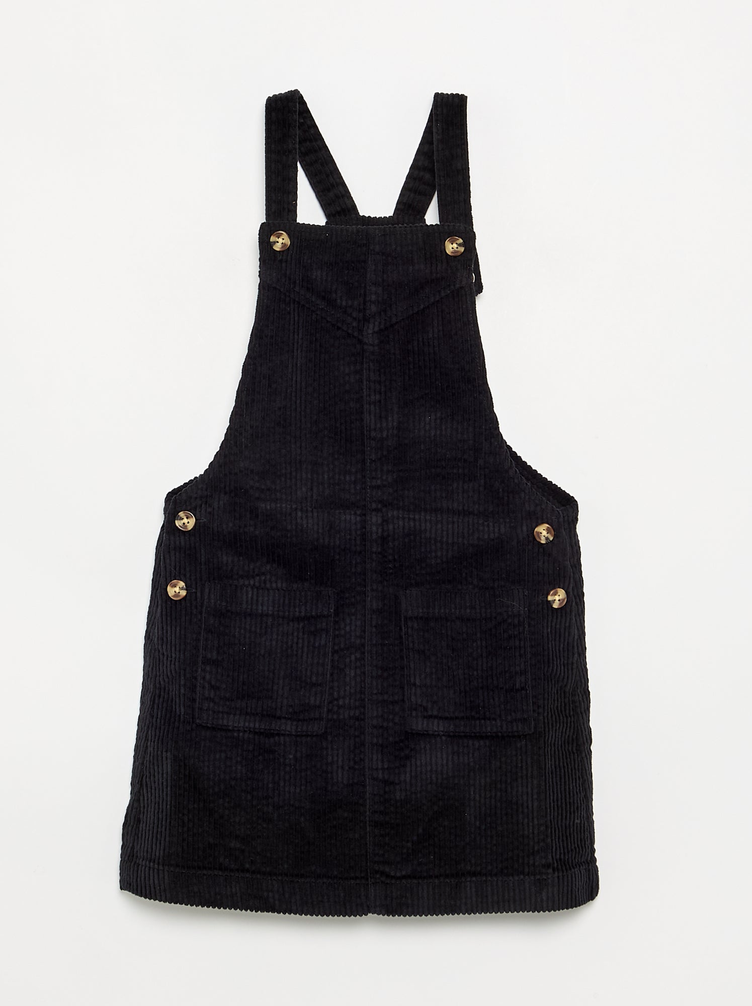 Robe salopette en velours côtelé - Noir