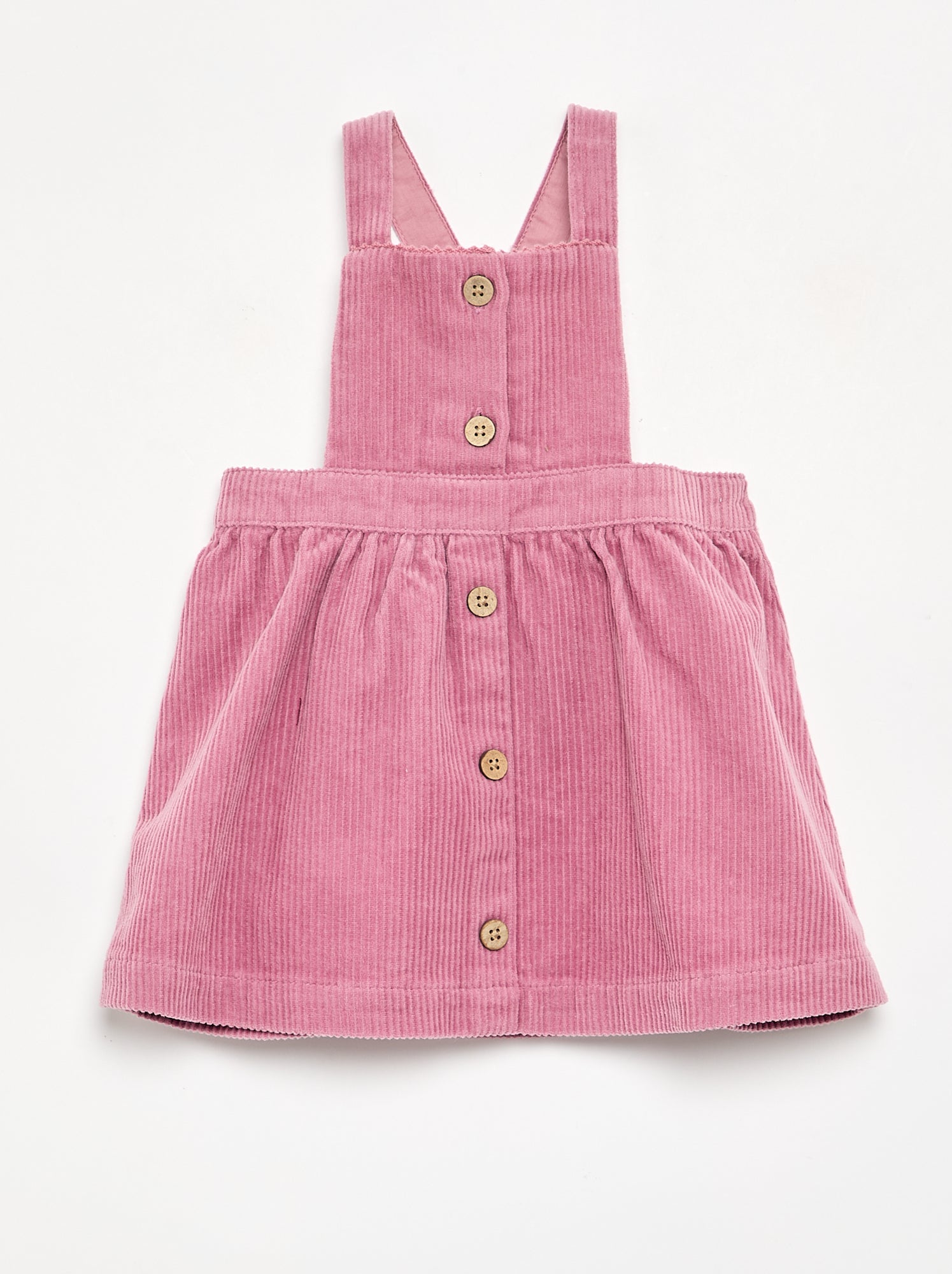 Robe salopette en velours côtelé - Rose