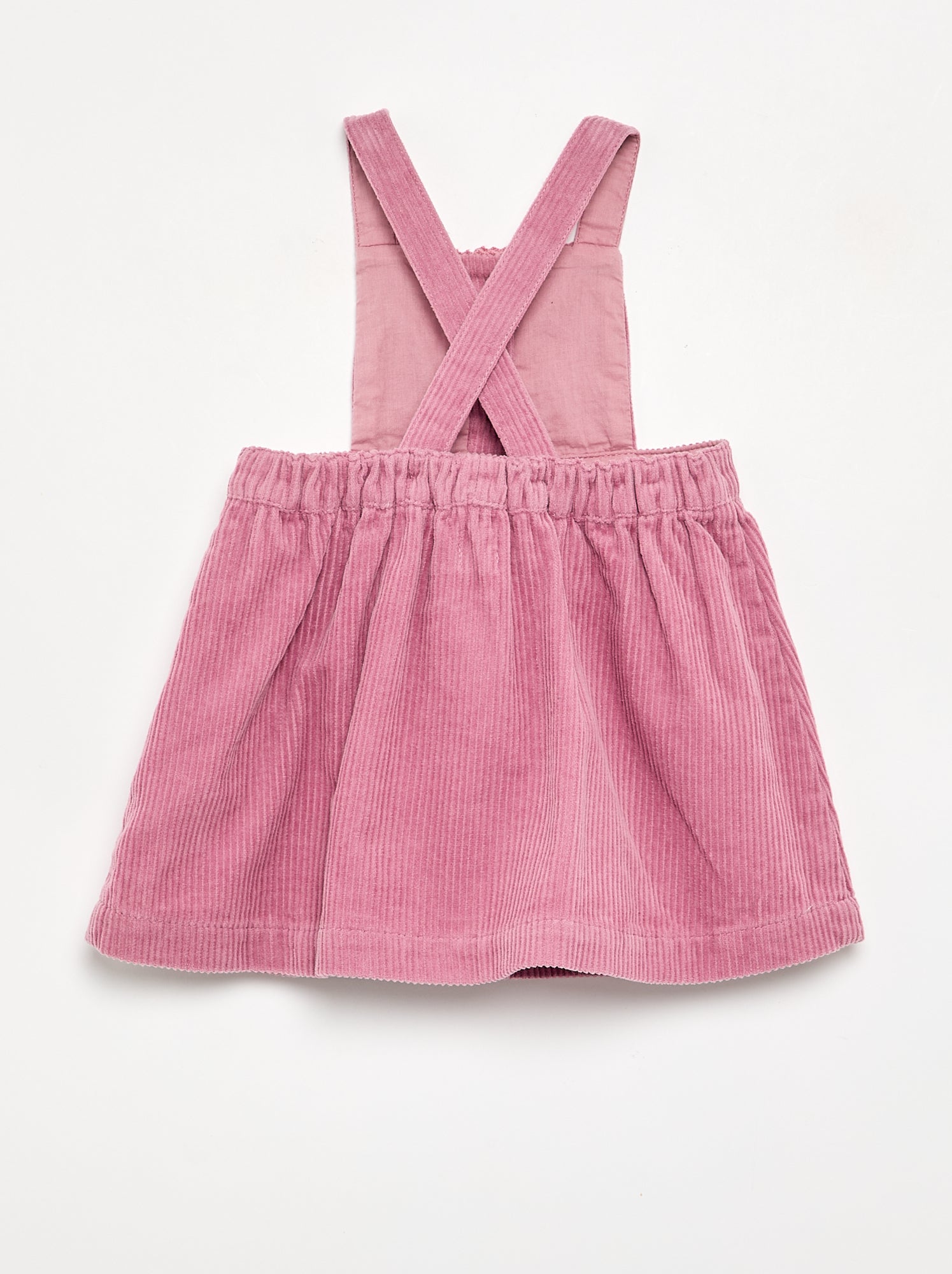 Robe salopette en velours côtelé - Rose