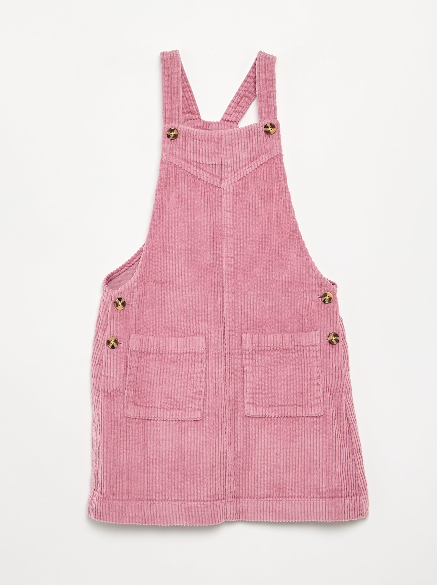 Robe salopette en velours côtelé - Rose