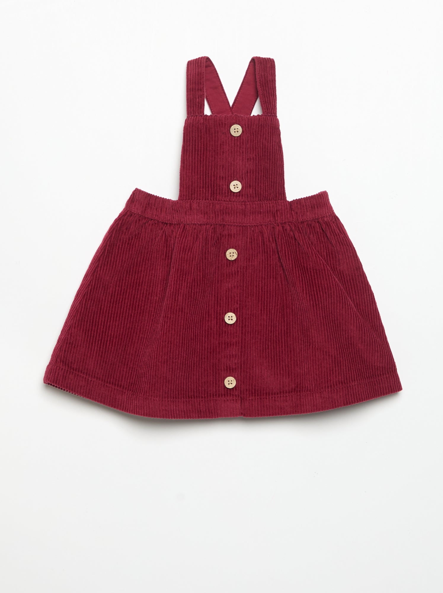 Robe salopette en velours côtelé - Rouge