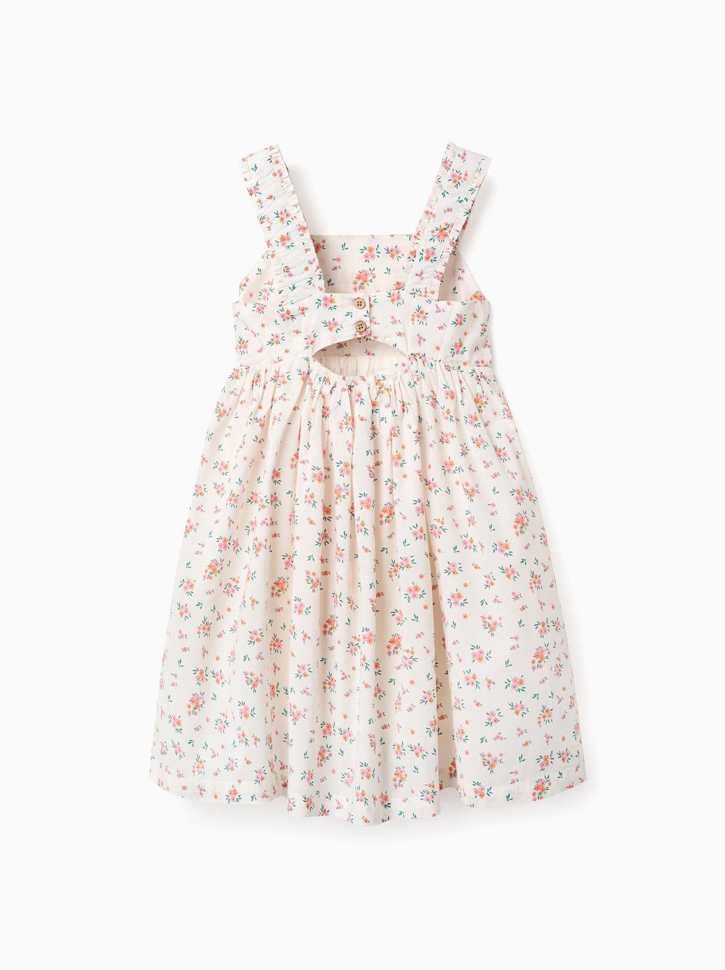 Robe sans manches en coton avec motif floral - Beige clair