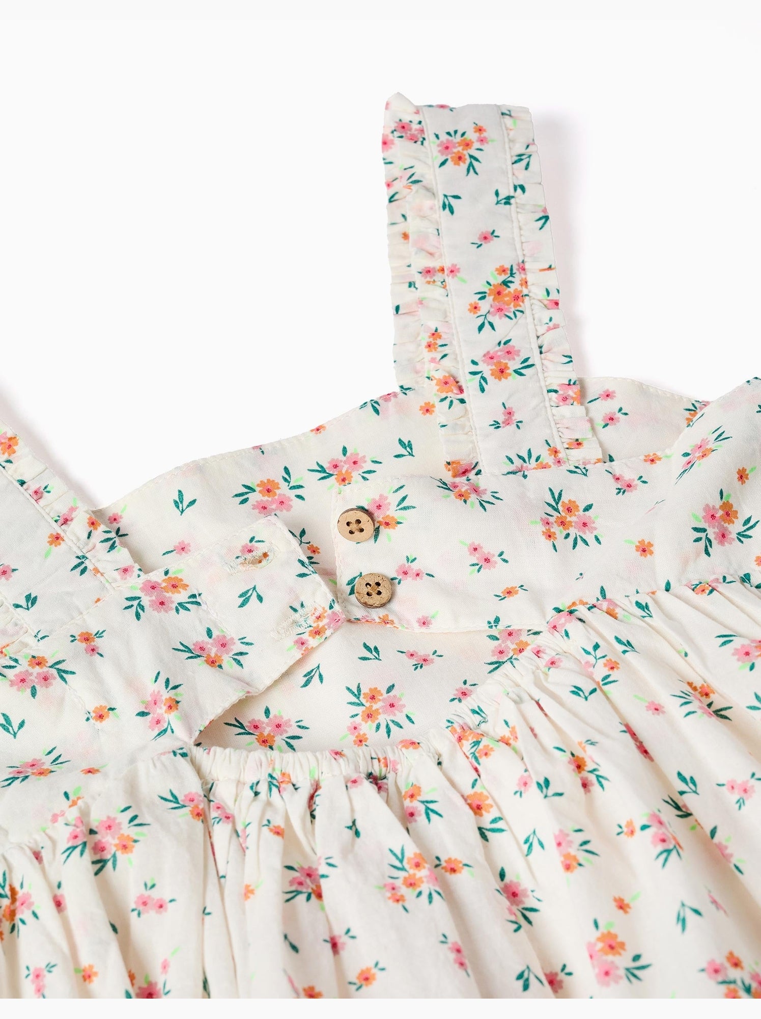 Robe sans manches en coton avec motif floral - Beige clair