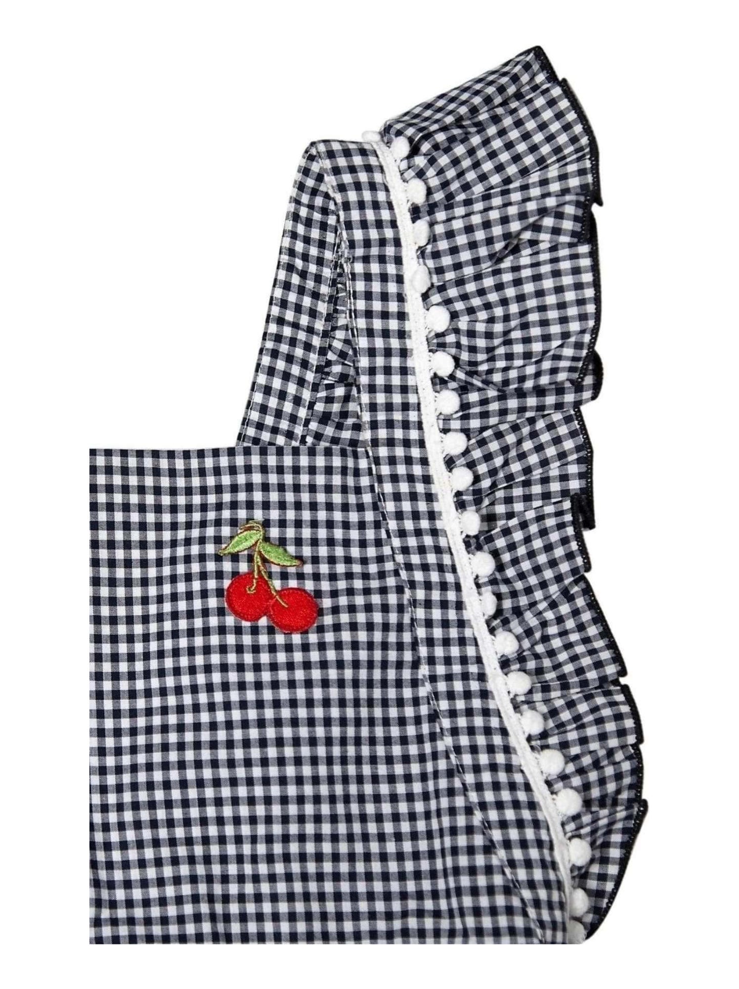 Robe  Vichy  et  à Volants  LILI - La Faute à Voltaire - Noir Blanc Gris