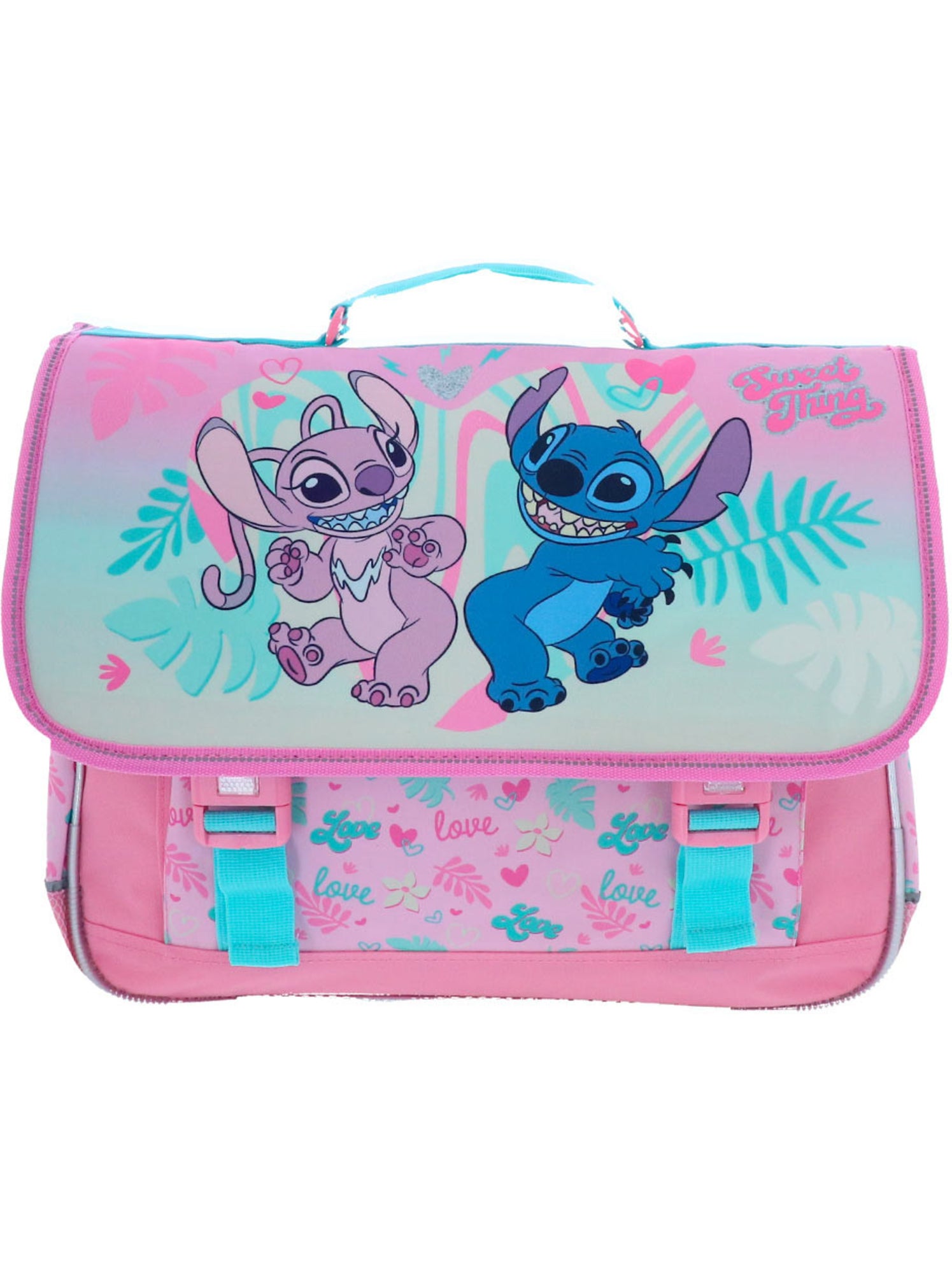 Sac à dos écolier à rabat lilo & stitch angel 41 cm polyester - Blanc Rose Bleu