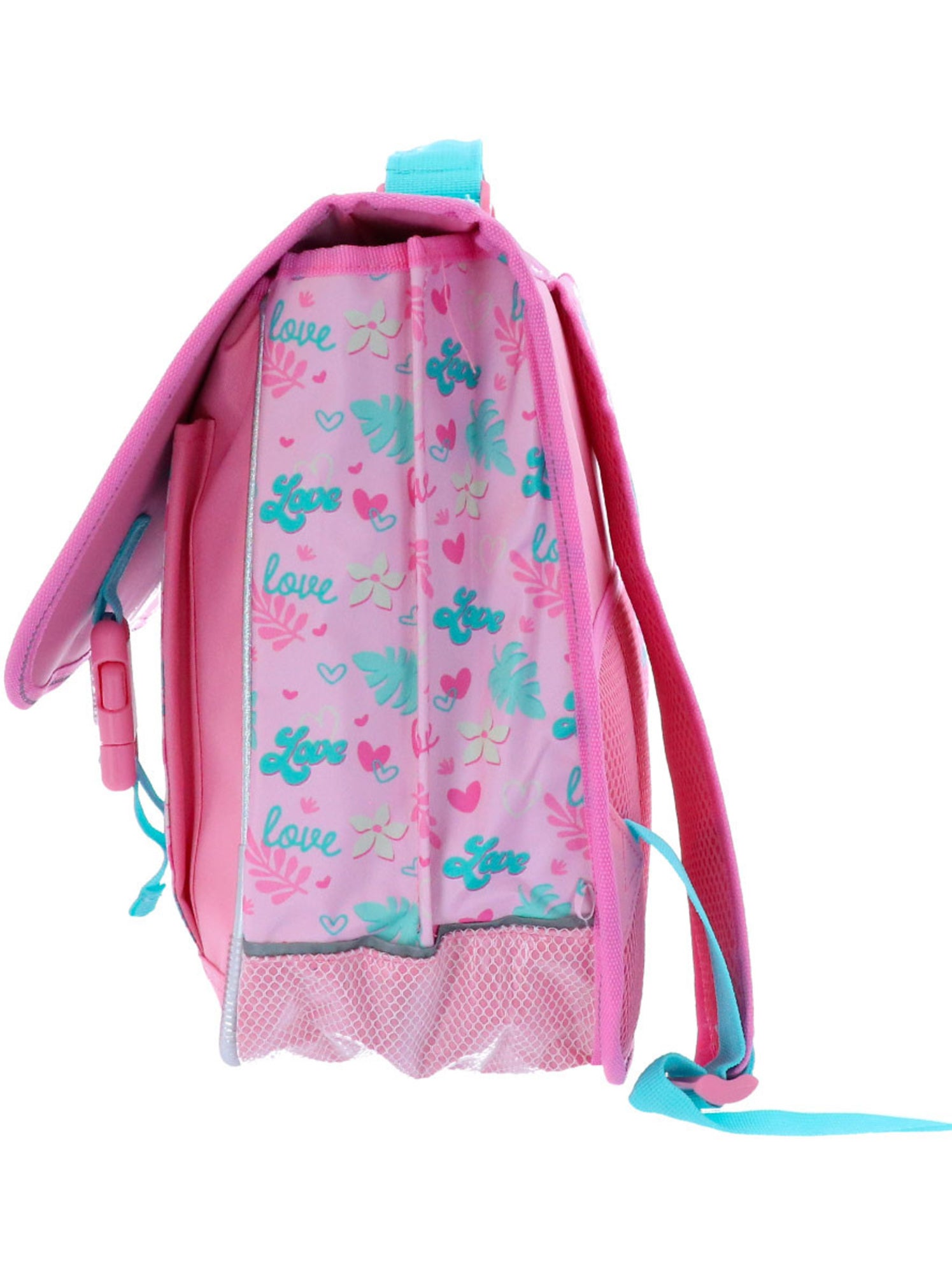 Sac à dos écolier à rabat lilo & stitch angel 41 cm polyester - Blanc Rose Bleu