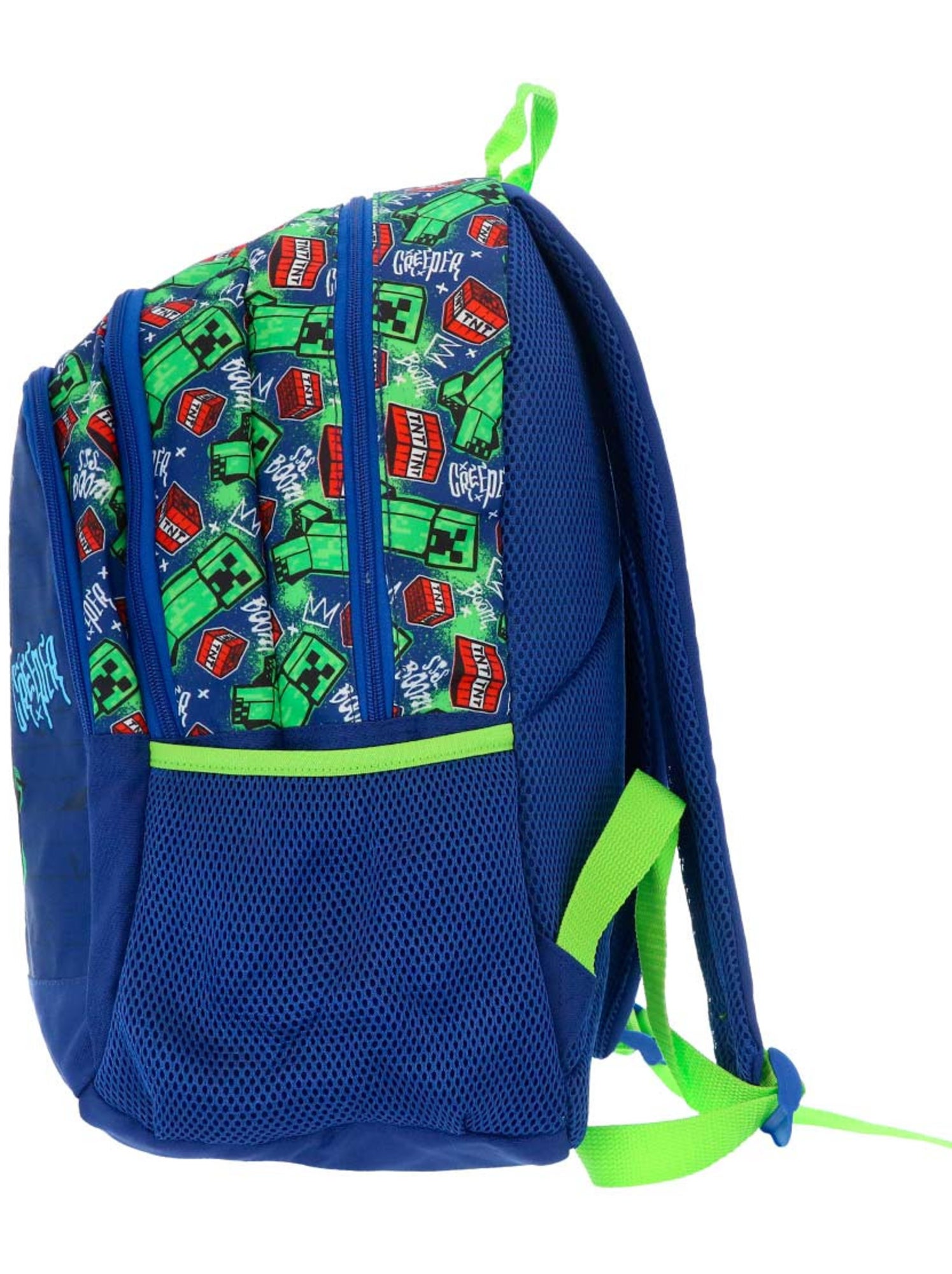 Sac à dos minecraft creeper boom 42 x 31 x 20 cm à 2 compartiments zippés - Bleu Vert clair Noir