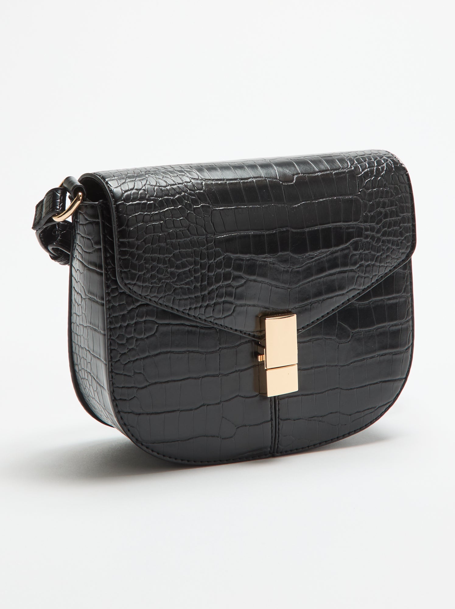 Sac à main en simili effet croco - Noir
