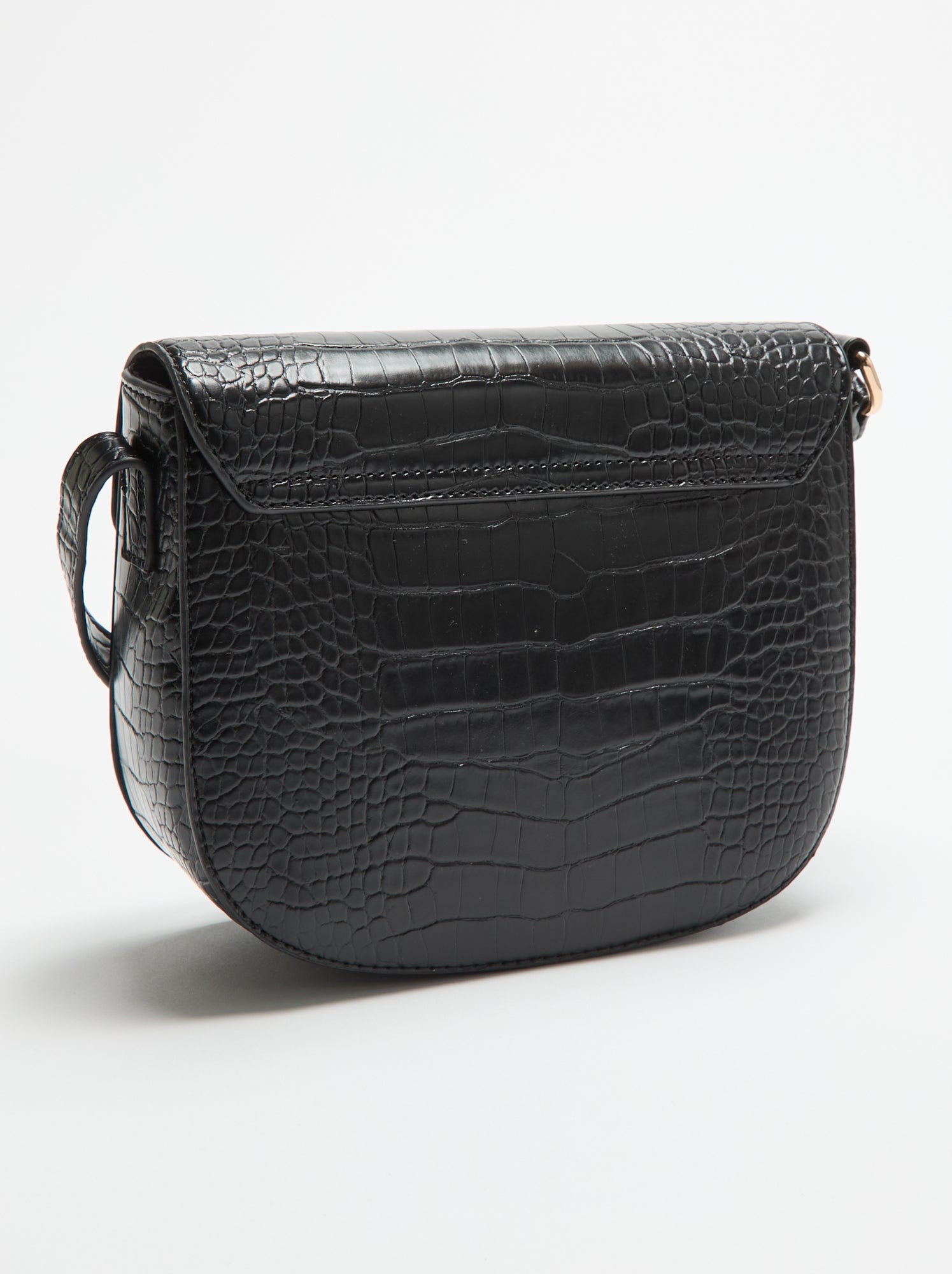 Sac à main en simili effet croco - Noir