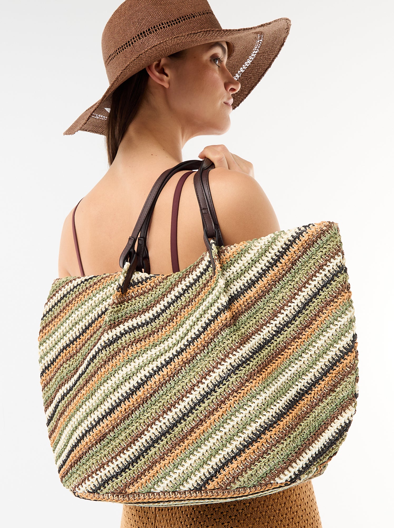 Sac cabas en paille - Vert