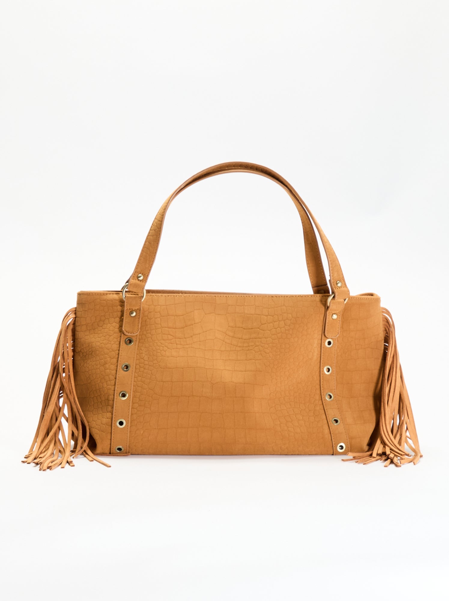Sac de forme hobo avec franges - Beige