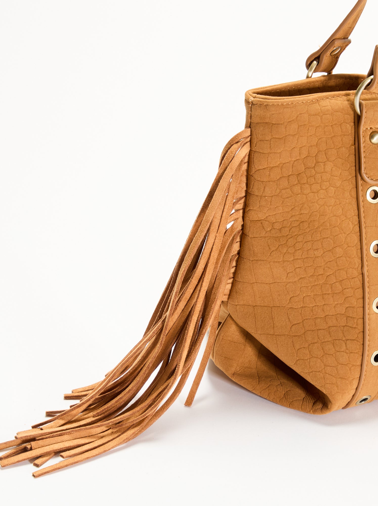 Sac de forme hobo avec franges - Beige