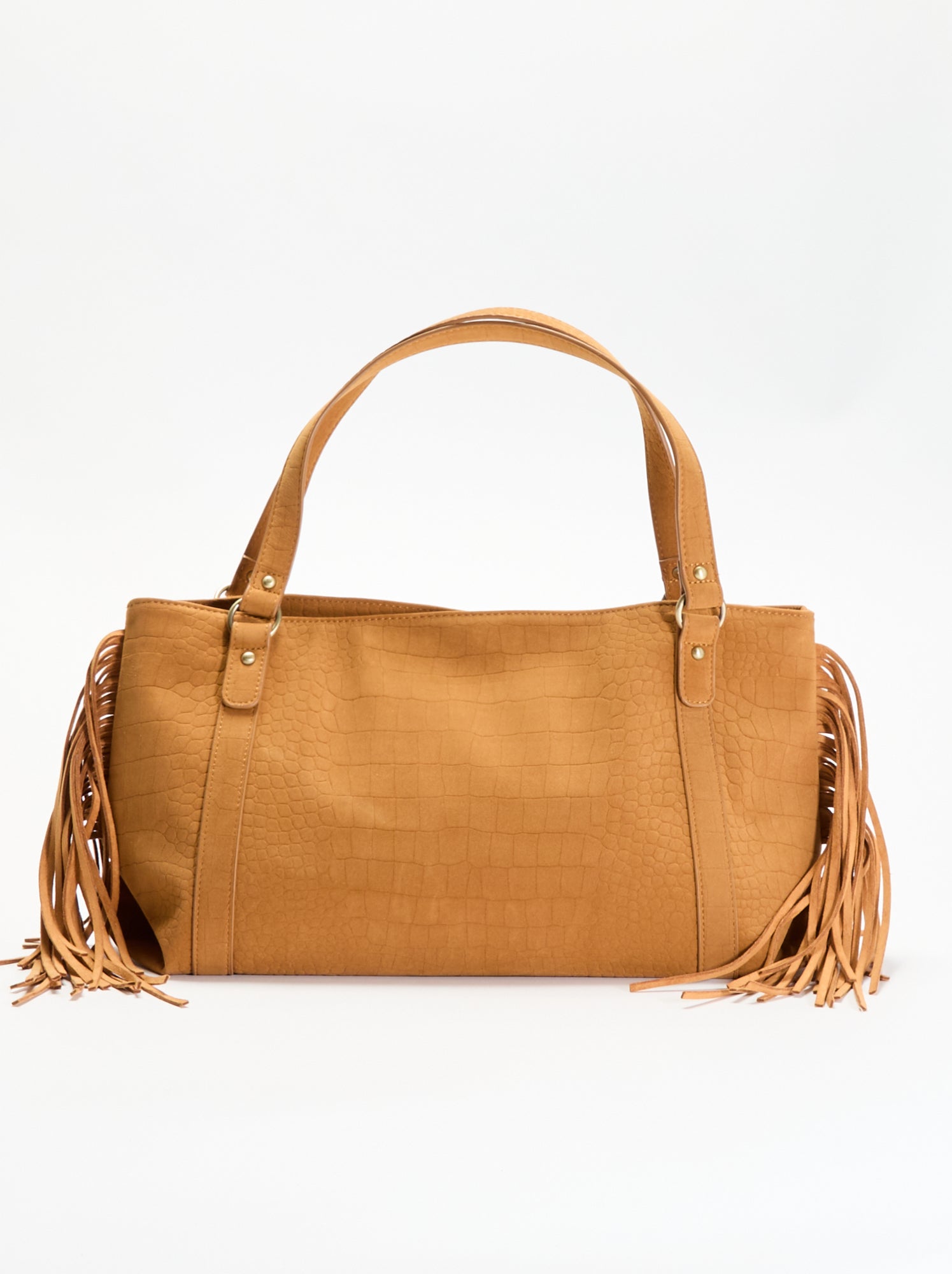Sac de forme hobo avec franges - Beige