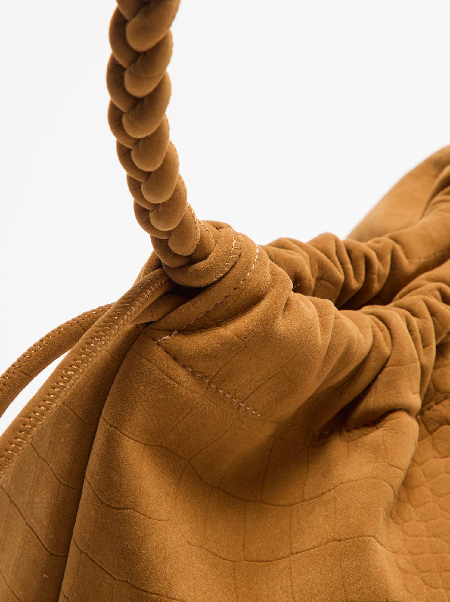 Sac forme bourse en suédine - Beige
