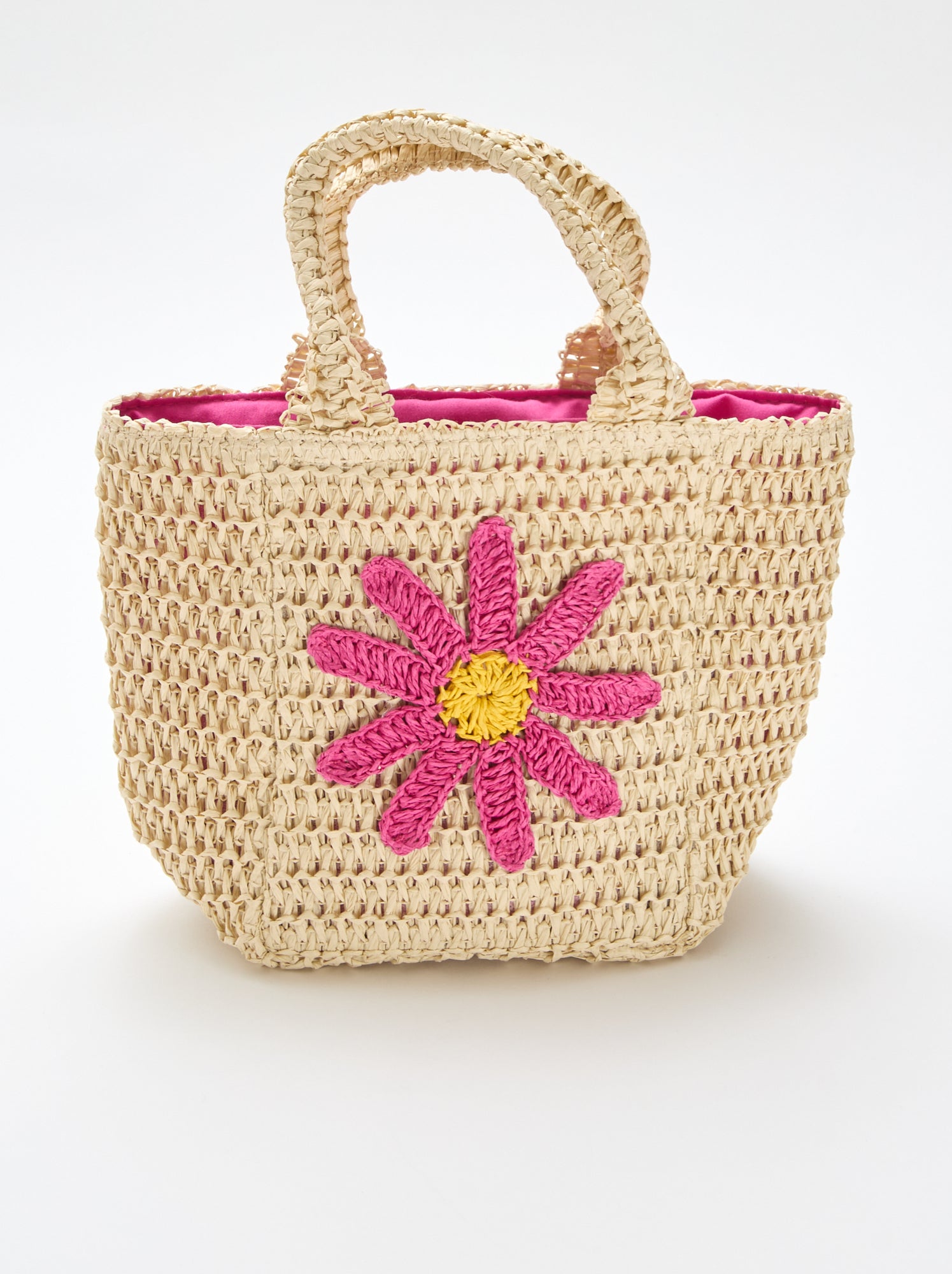 Sac panier avec patch fleur - Rose