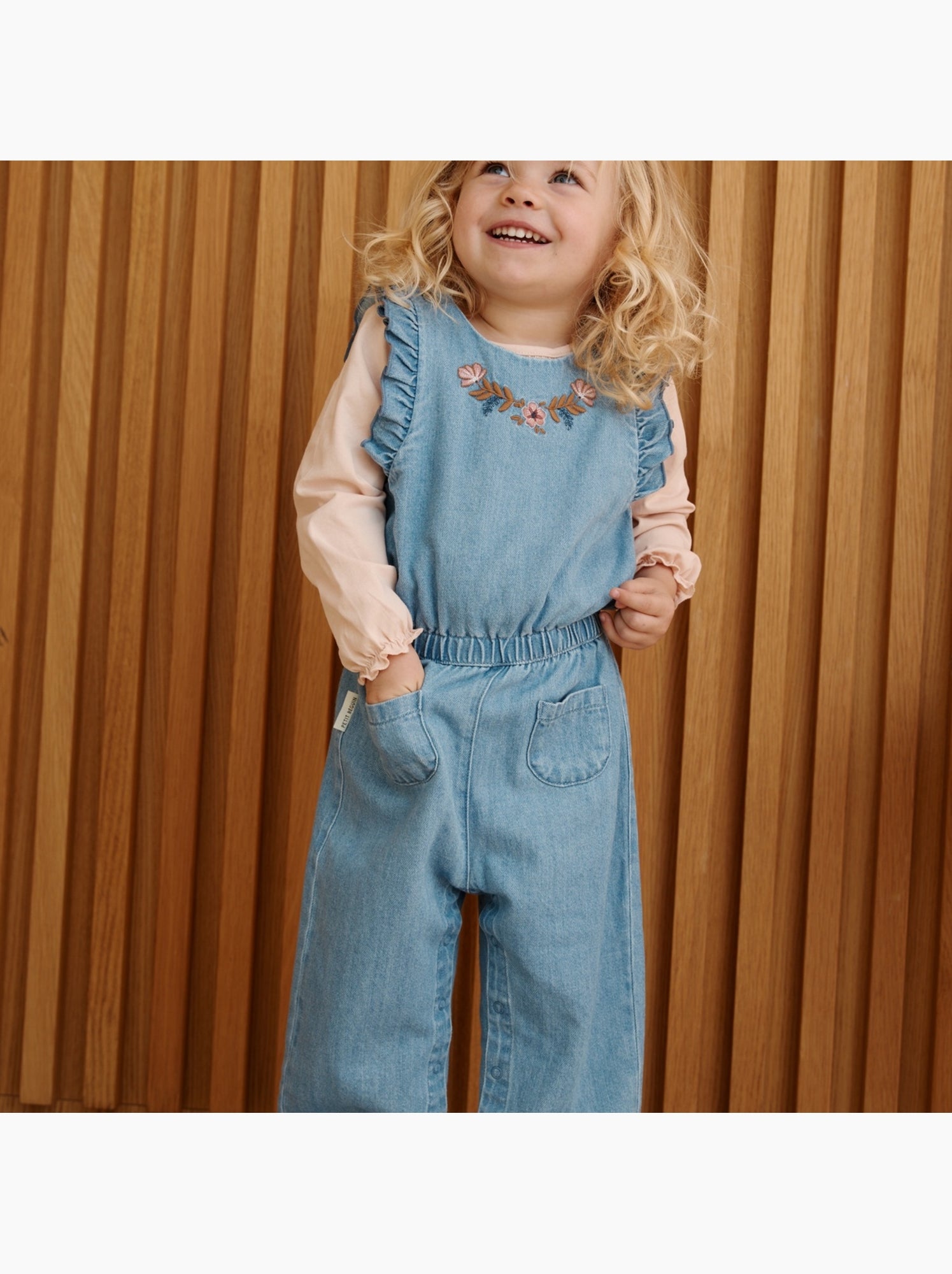 Salopette bébé en jean cléo - Bleu