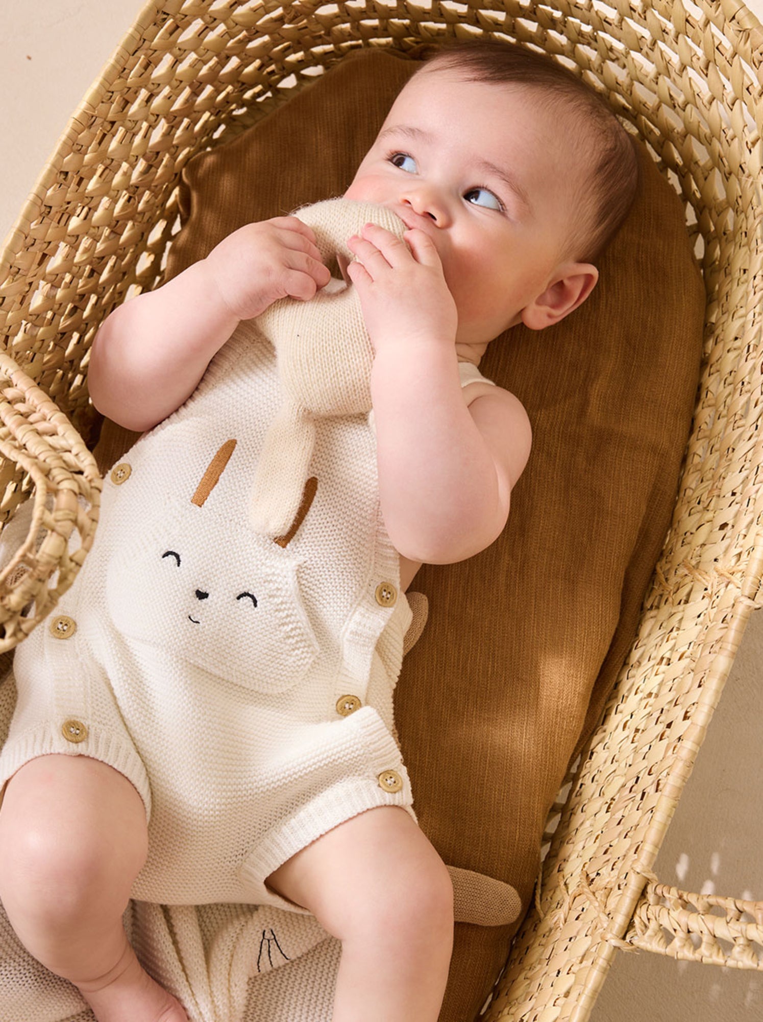 Salopette bébé en tricot hello baby - Ecru