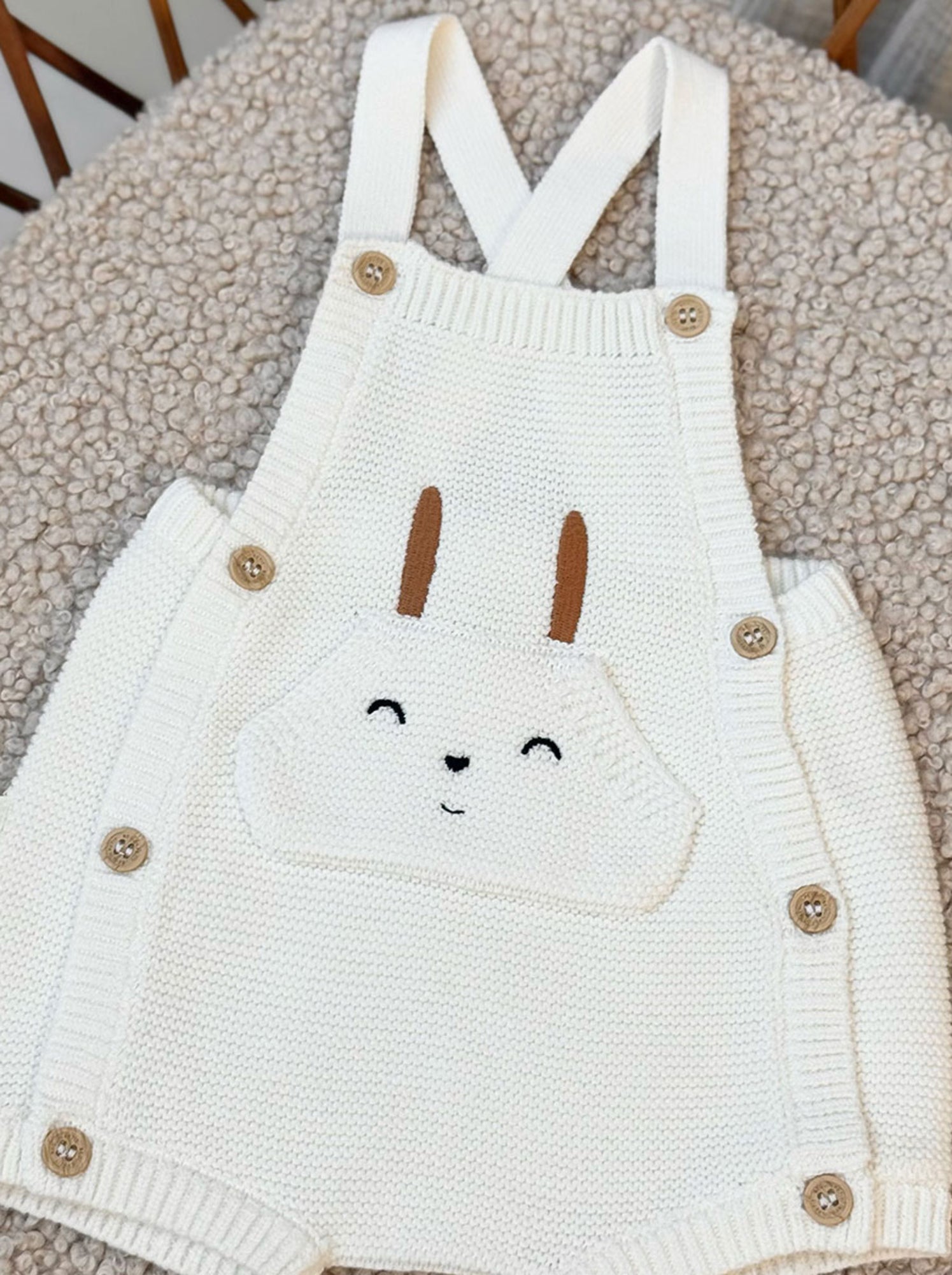 Salopette bébé en tricot hello baby - Ecru