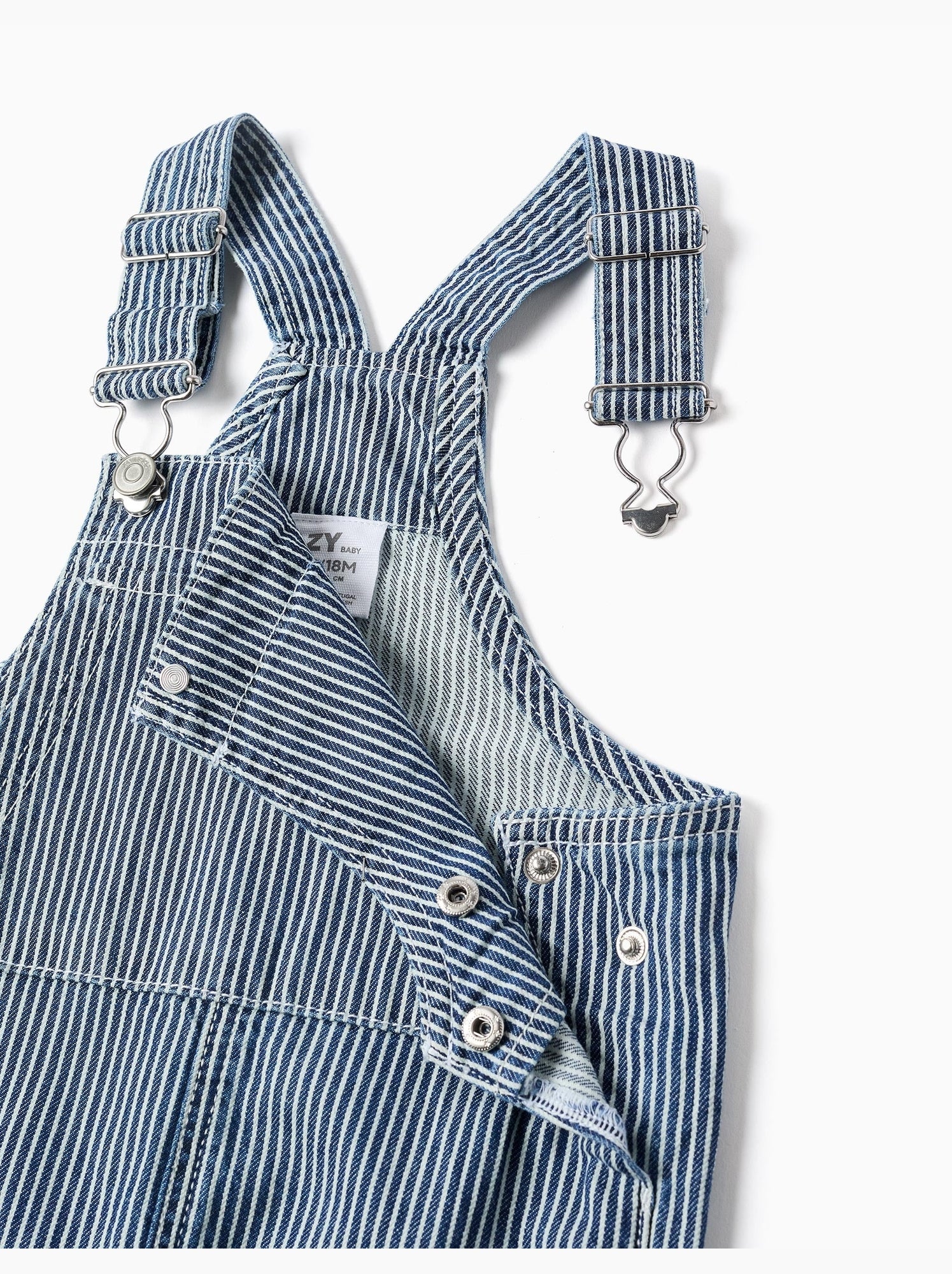 Salopette en jean à rayures avec poches - Bleu Bleu