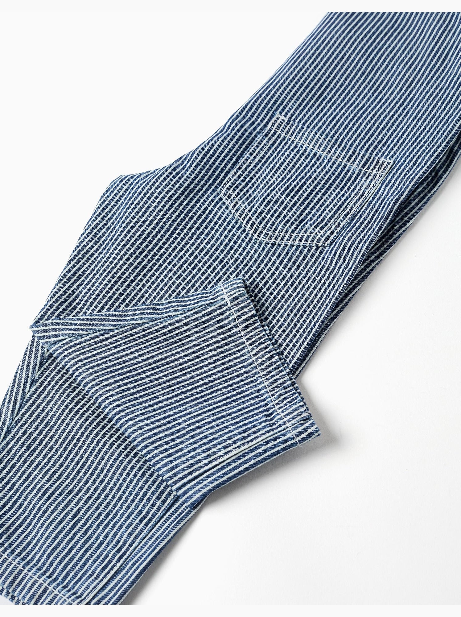 Salopette en jean à rayures avec poches - Bleu Bleu