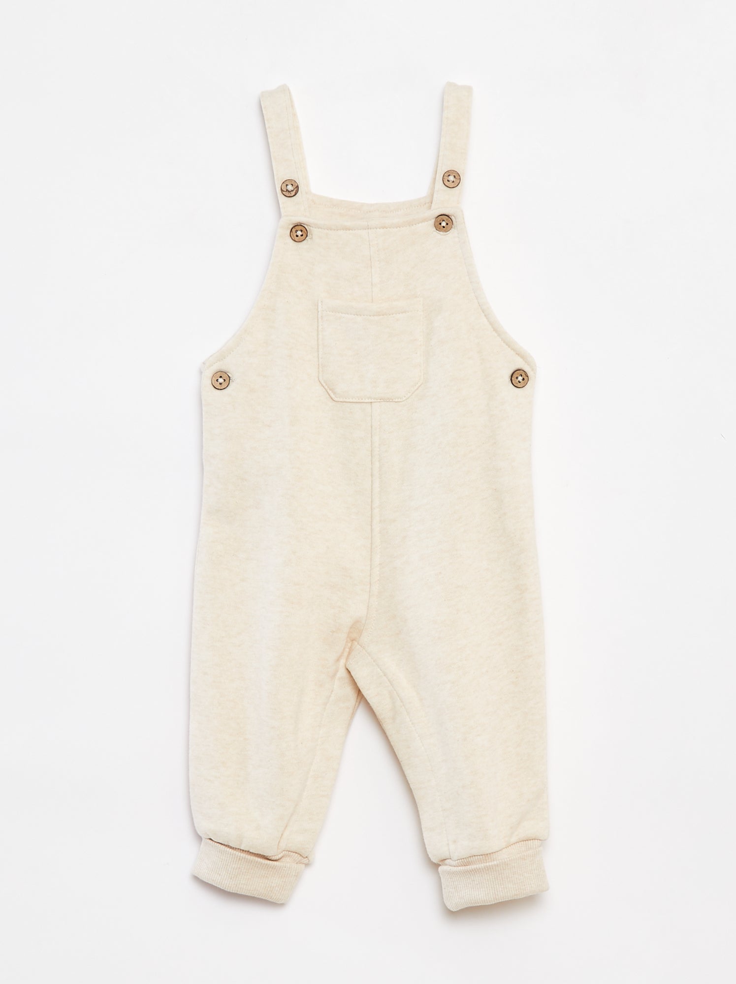 Salopette longue en molleton avec bretelles ajustables - Beige