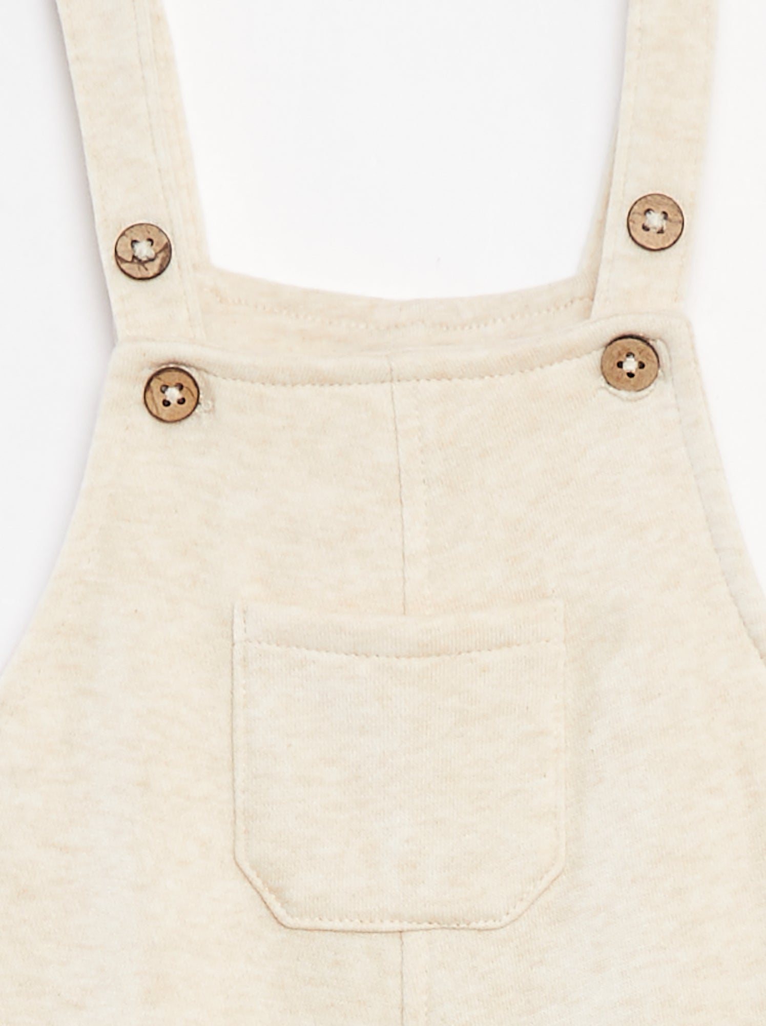 Salopette longue en molleton avec bretelles ajustables - Beige