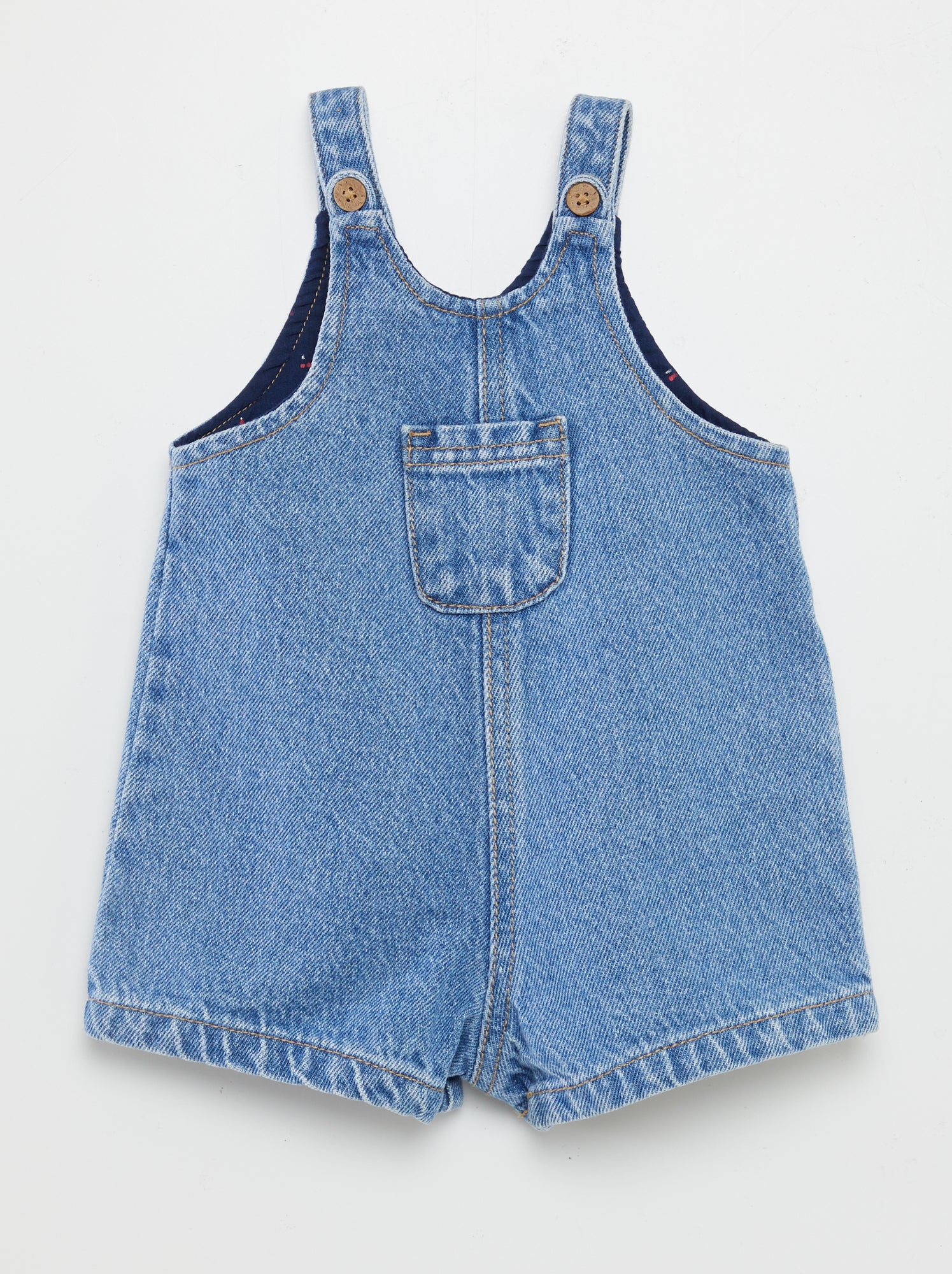 Salopette short avec poche poitrine - Bleu