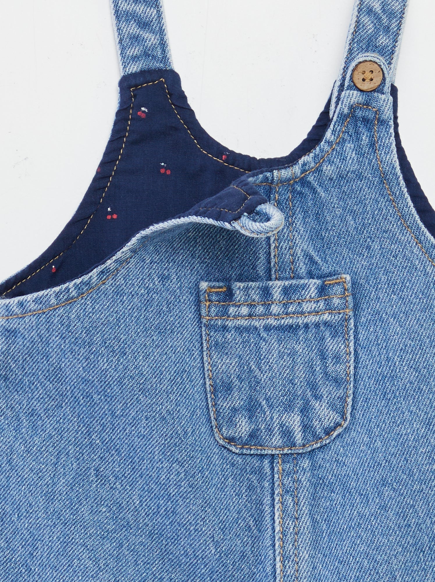 Salopette short avec poche poitrine - Bleu