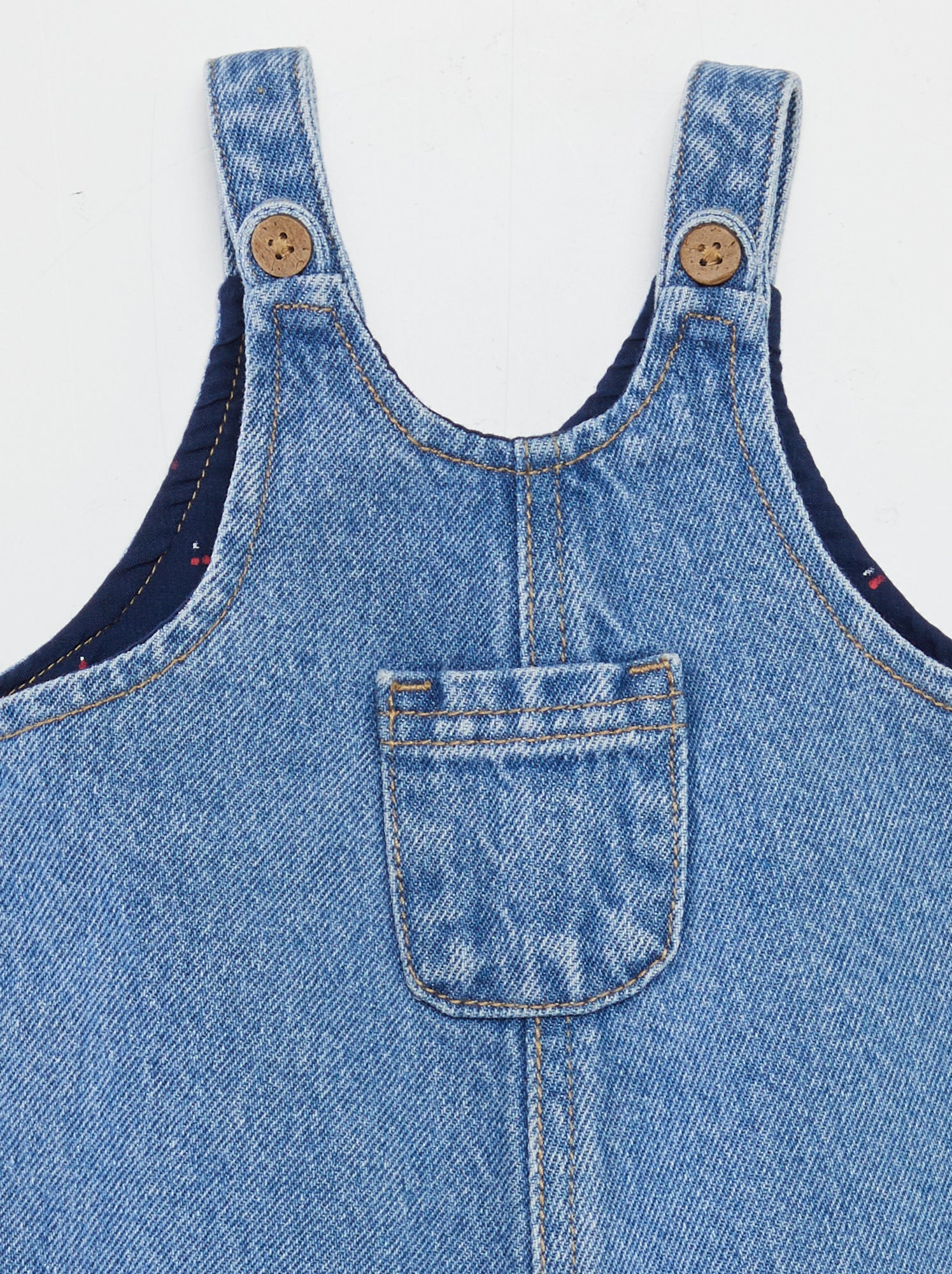 Salopette short avec poche poitrine - Bleu