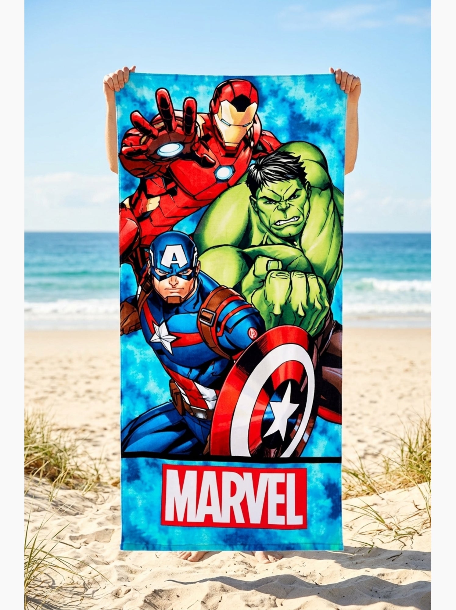Serviette de plage avengers| licence officielle - Bleu Rouge