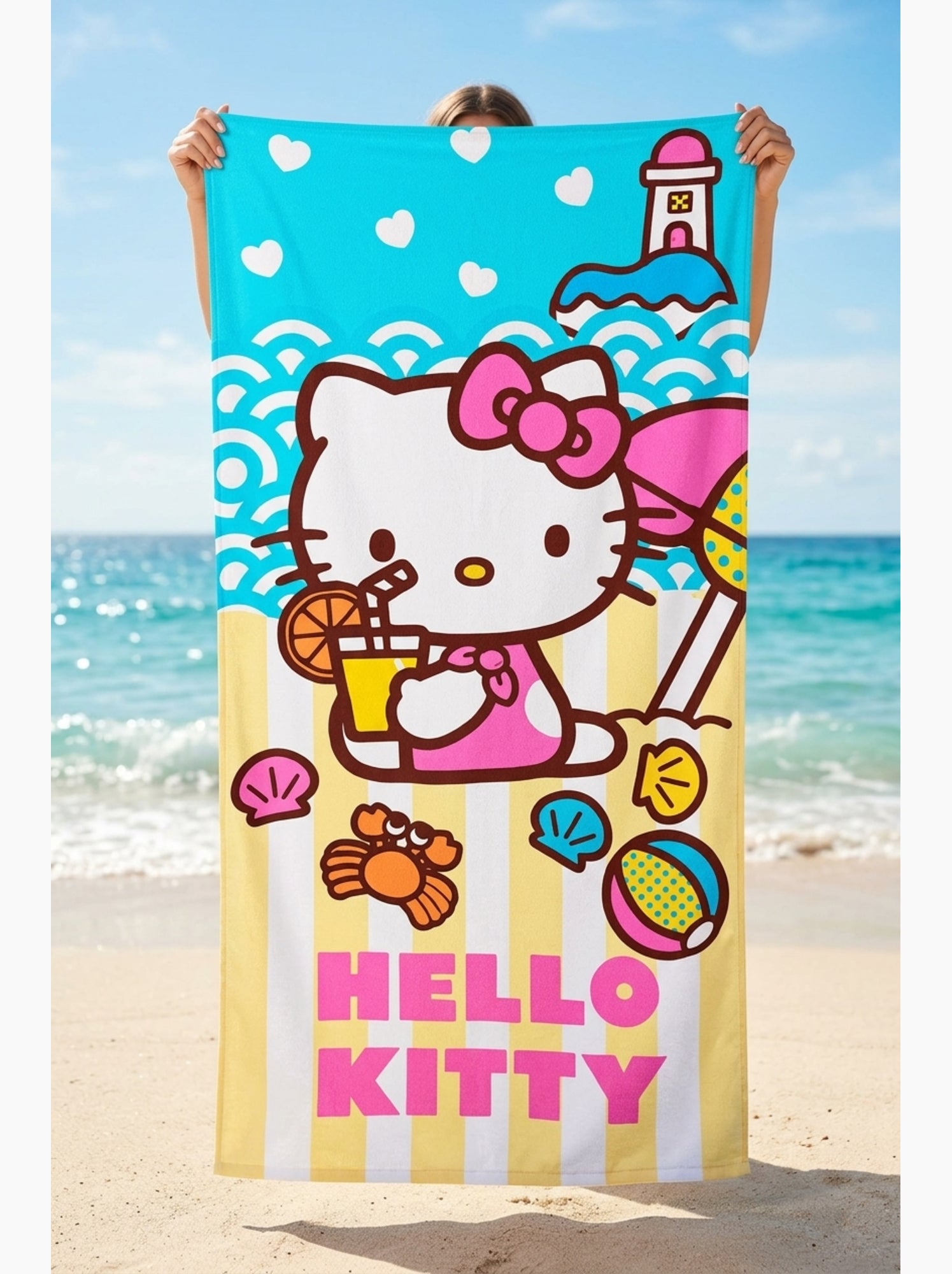 Serviette de Plage Hello Kitty | Licence Officielle - Multicolore