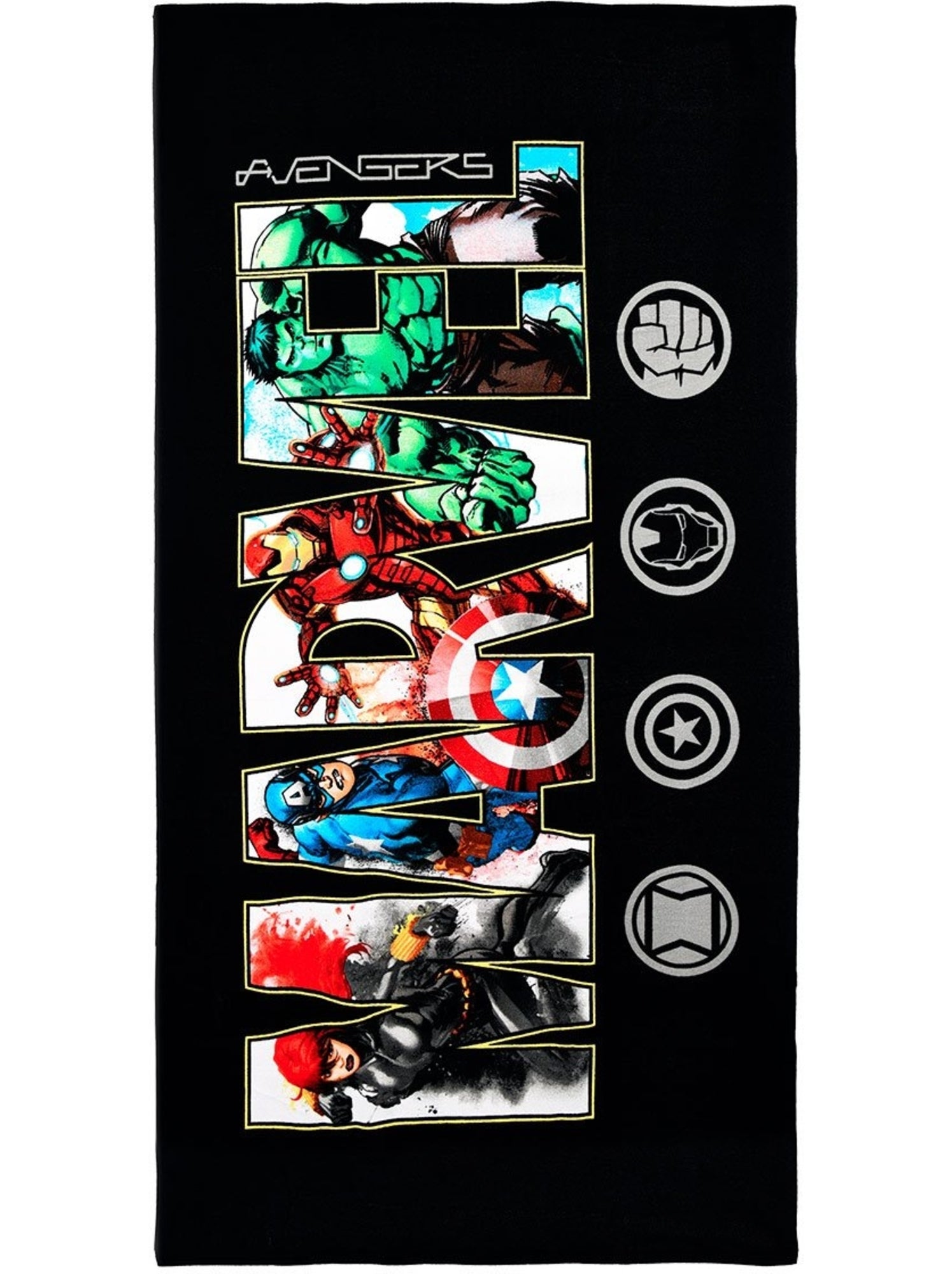 Serviette de Plage Marvel| Licence Officielle - Noir