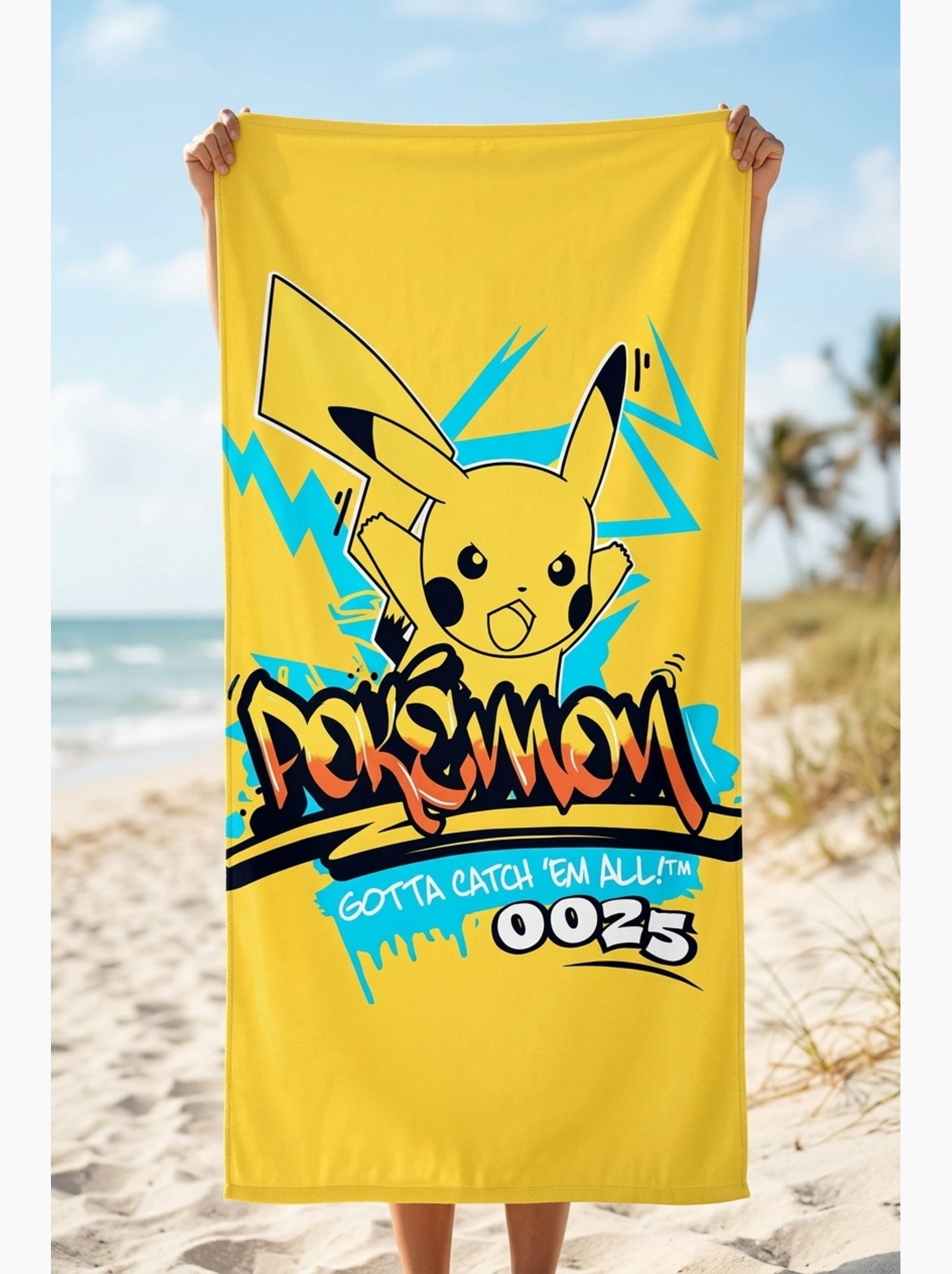 Serviette de Plage Pokemon| Licence Officielle - Jaune