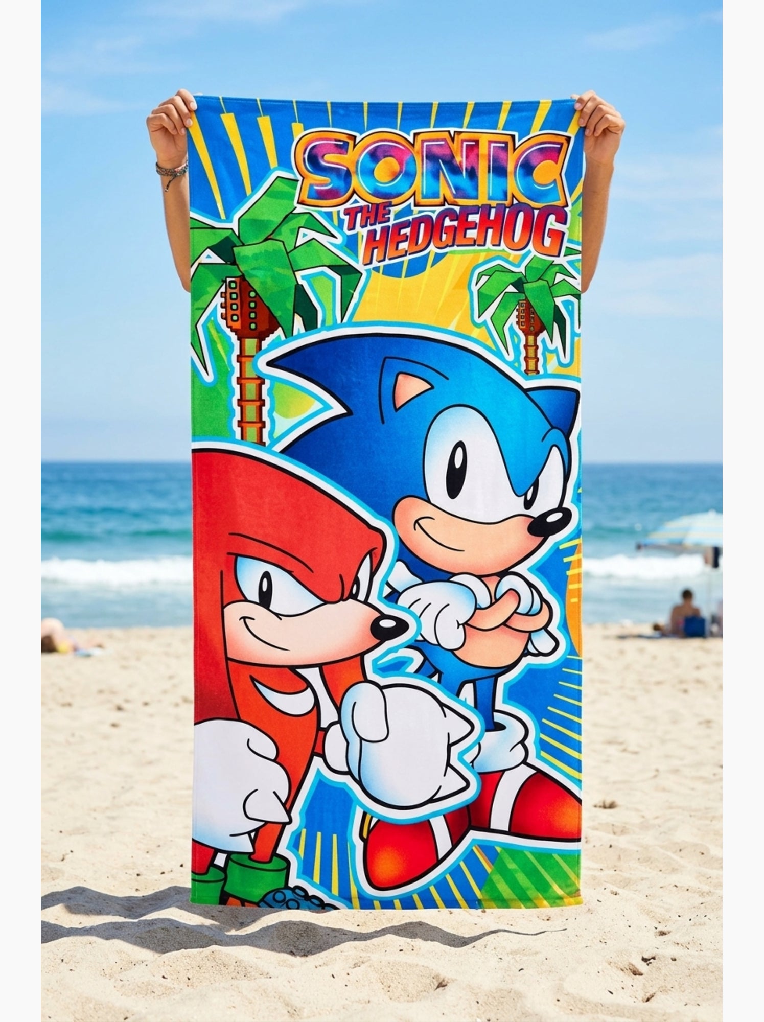 Serviette de plage sonic| licence officielle - Bleu Jaune