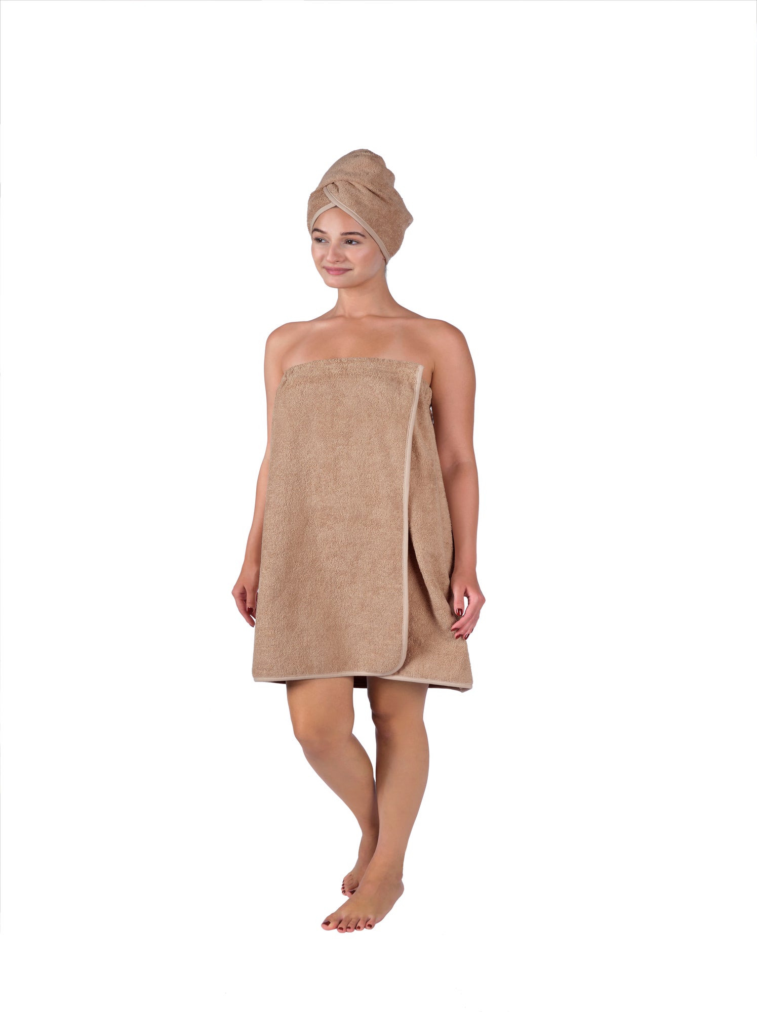 Set Paréo et serviette à cheveux - Beige