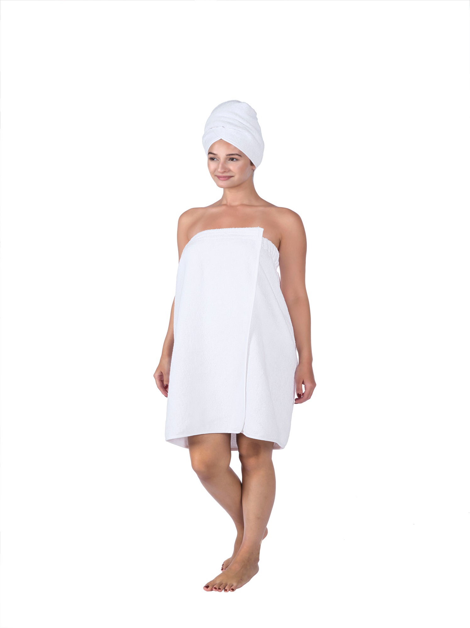 Set Paréo et serviette à cheveux - Blanc