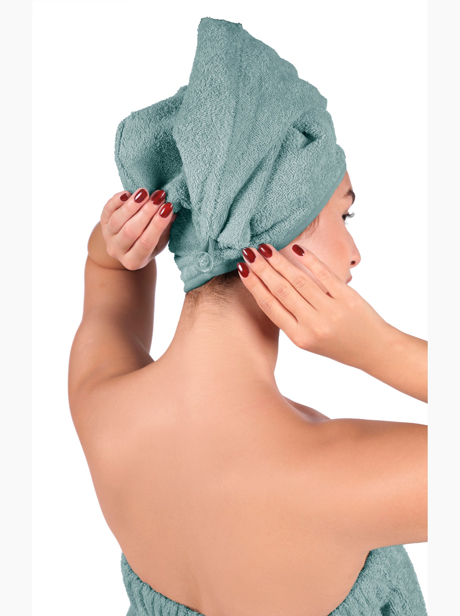 Set Paréo et serviette à cheveux - Vert d'eau